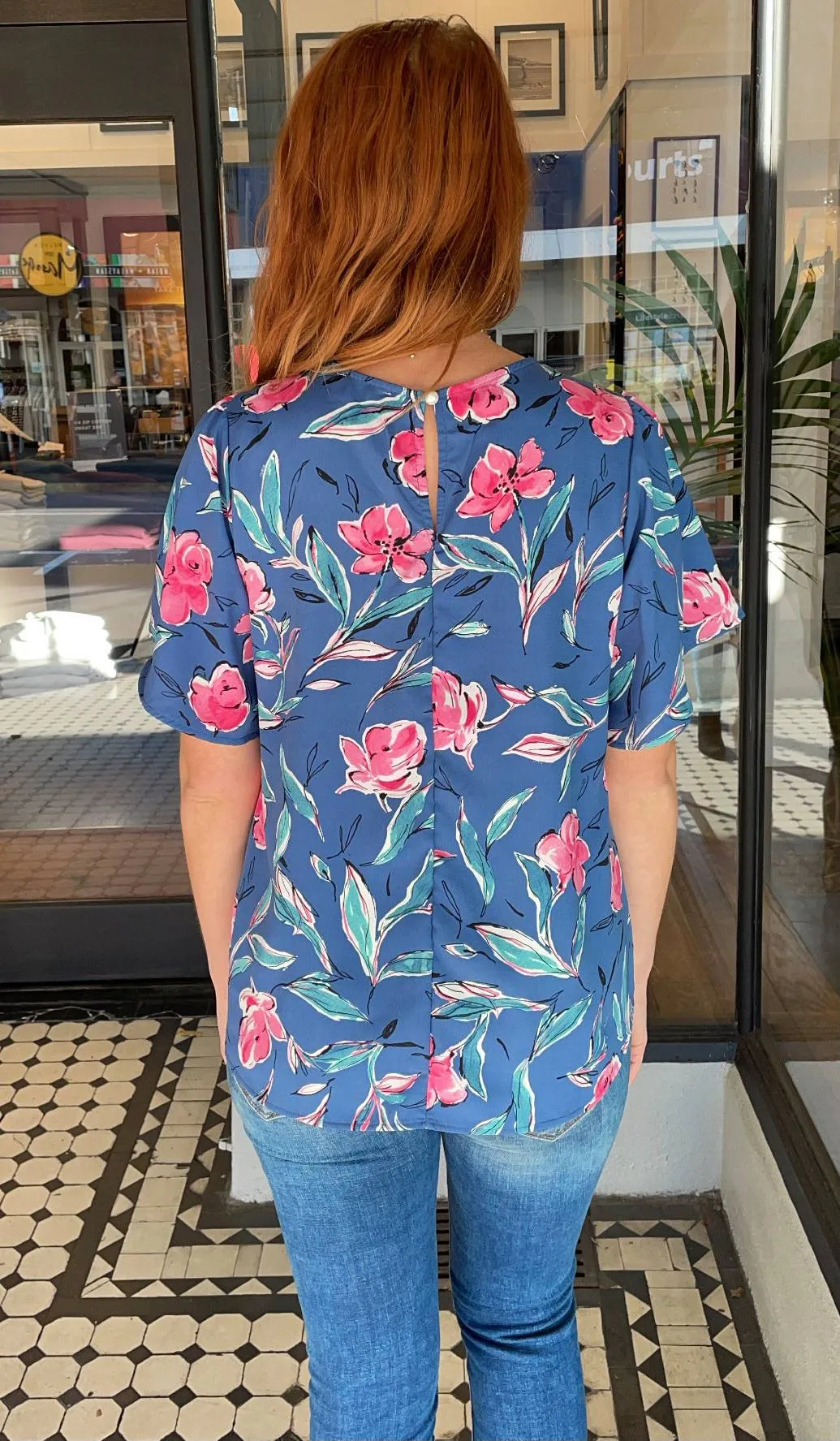 Cintia Floral Print Blouse Blue