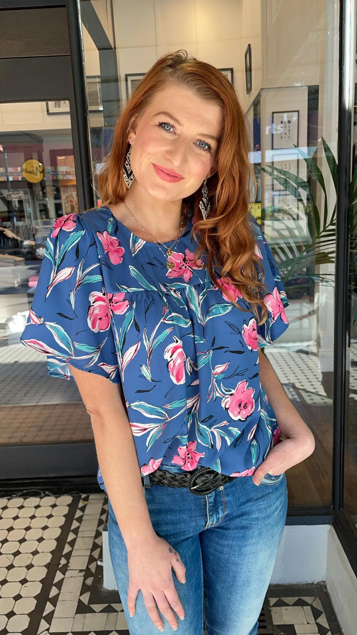 Cintia Floral Print Blouse Blue