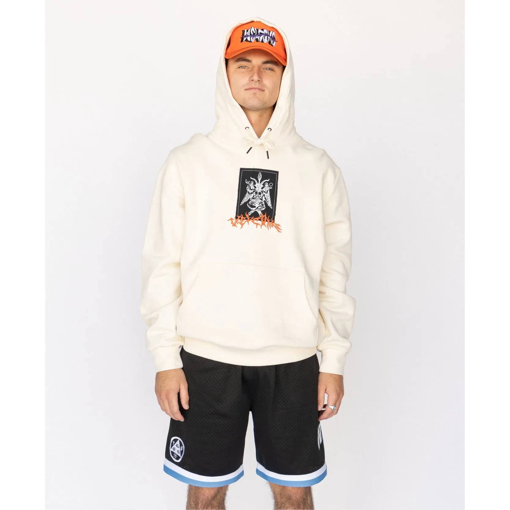 Coagula Canvas Patch Pullover Hoodie - Bone