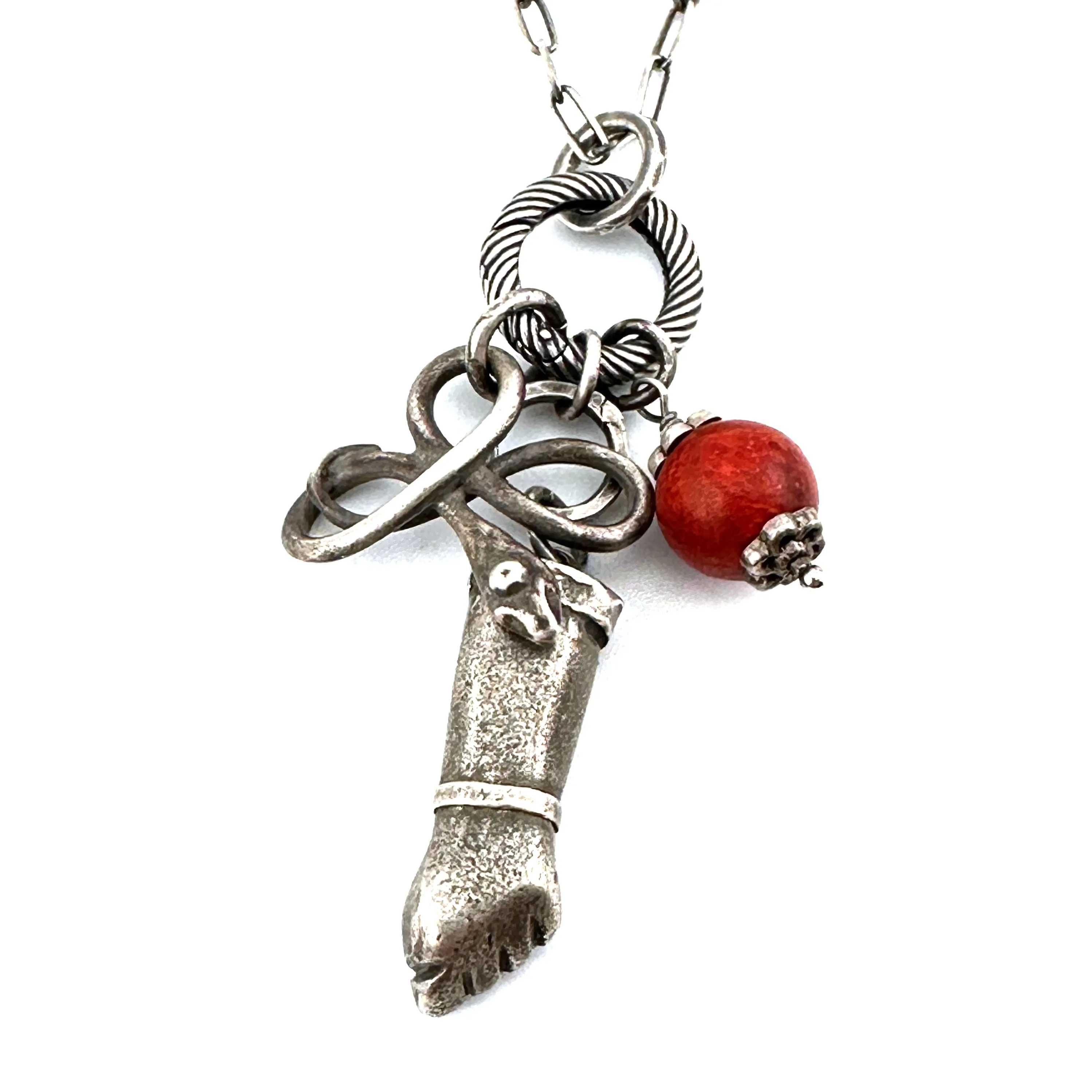 Coral SERPENT Necklace - SILVER