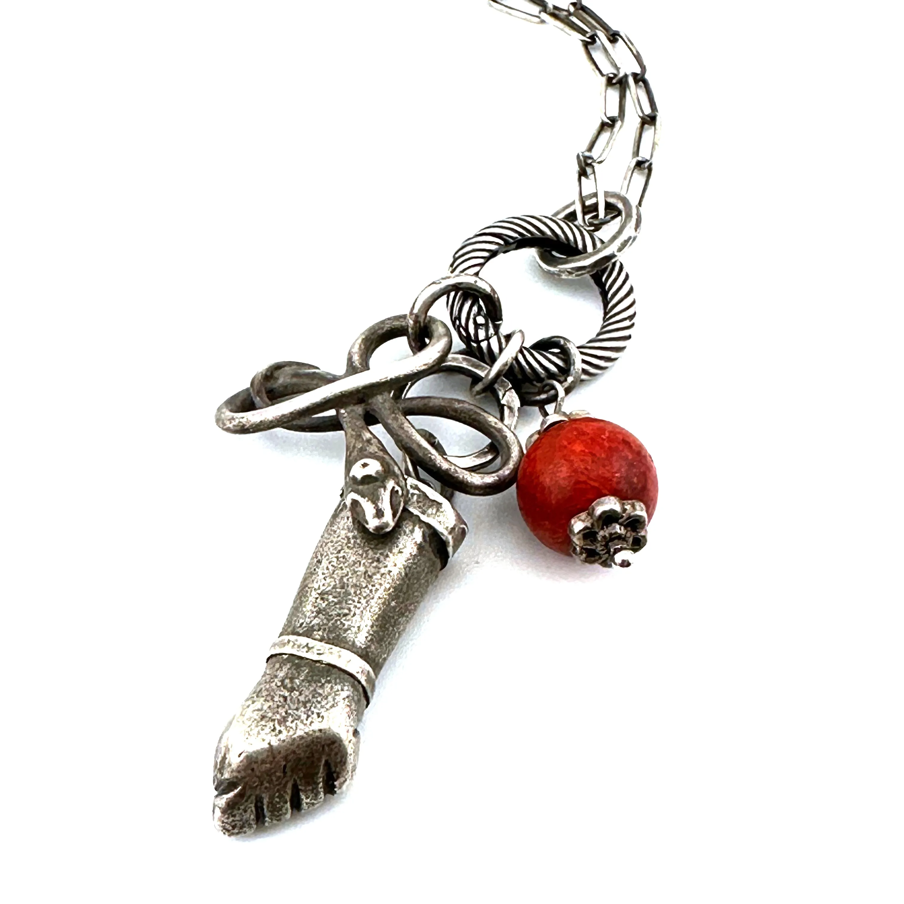 Coral SERPENT Necklace - SILVER