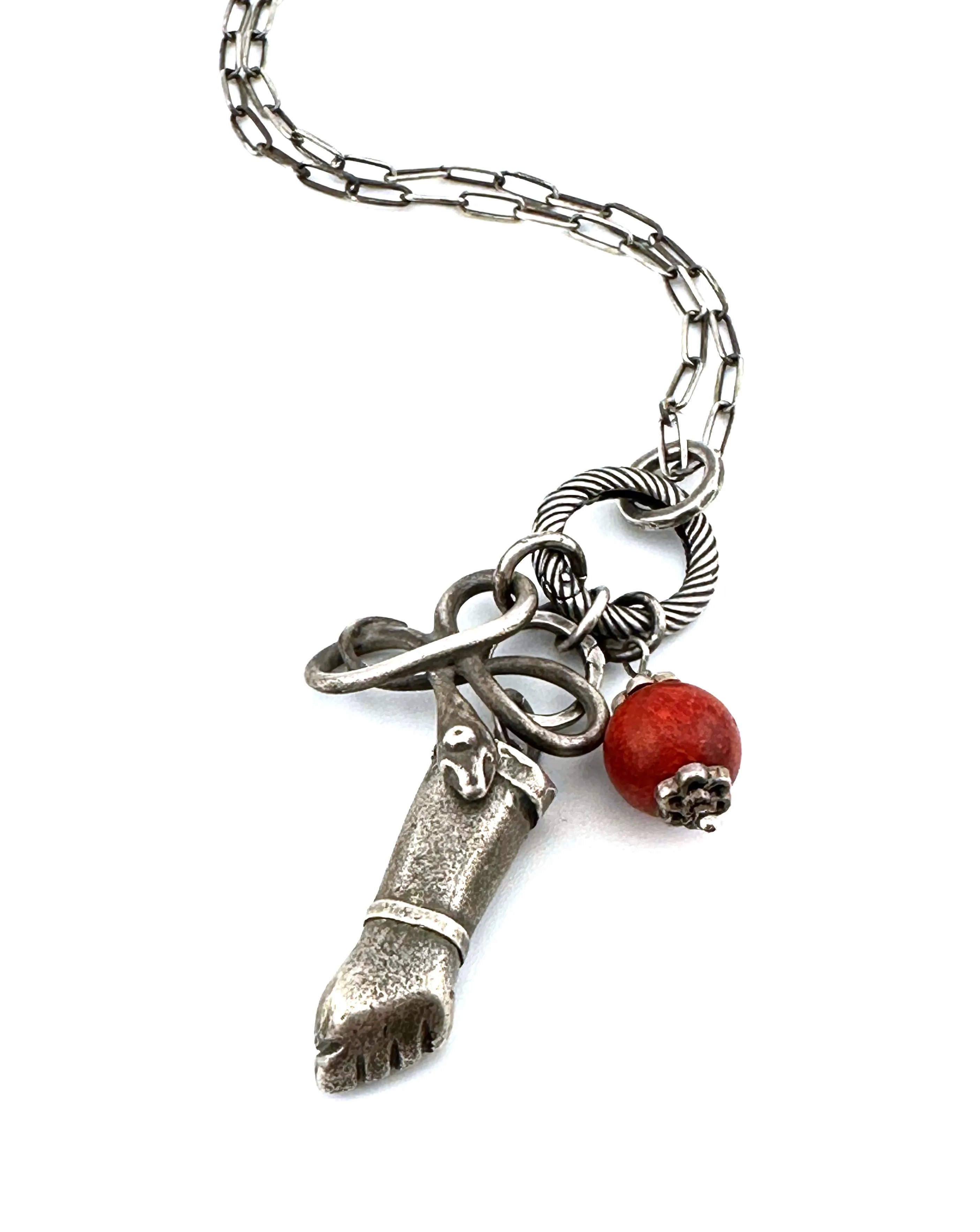 Coral SERPENT Necklace - SILVER