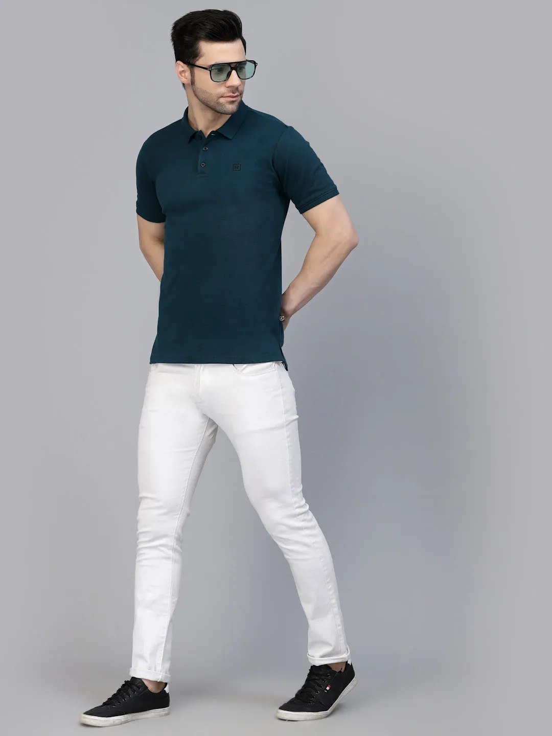 Cotton Solid Half Sleeves Polo T-Shirt