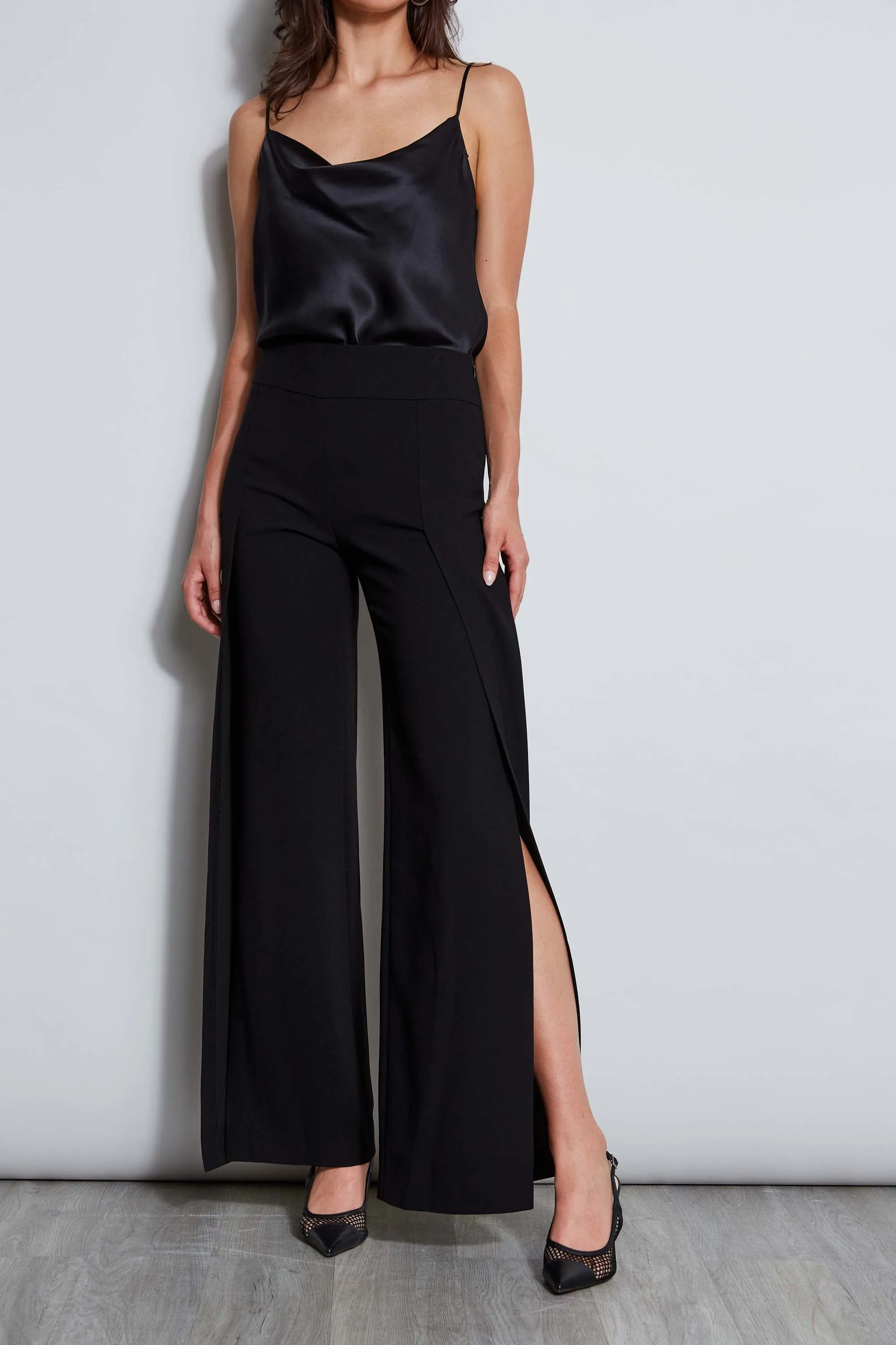 Crepe Overlay Slit Pant