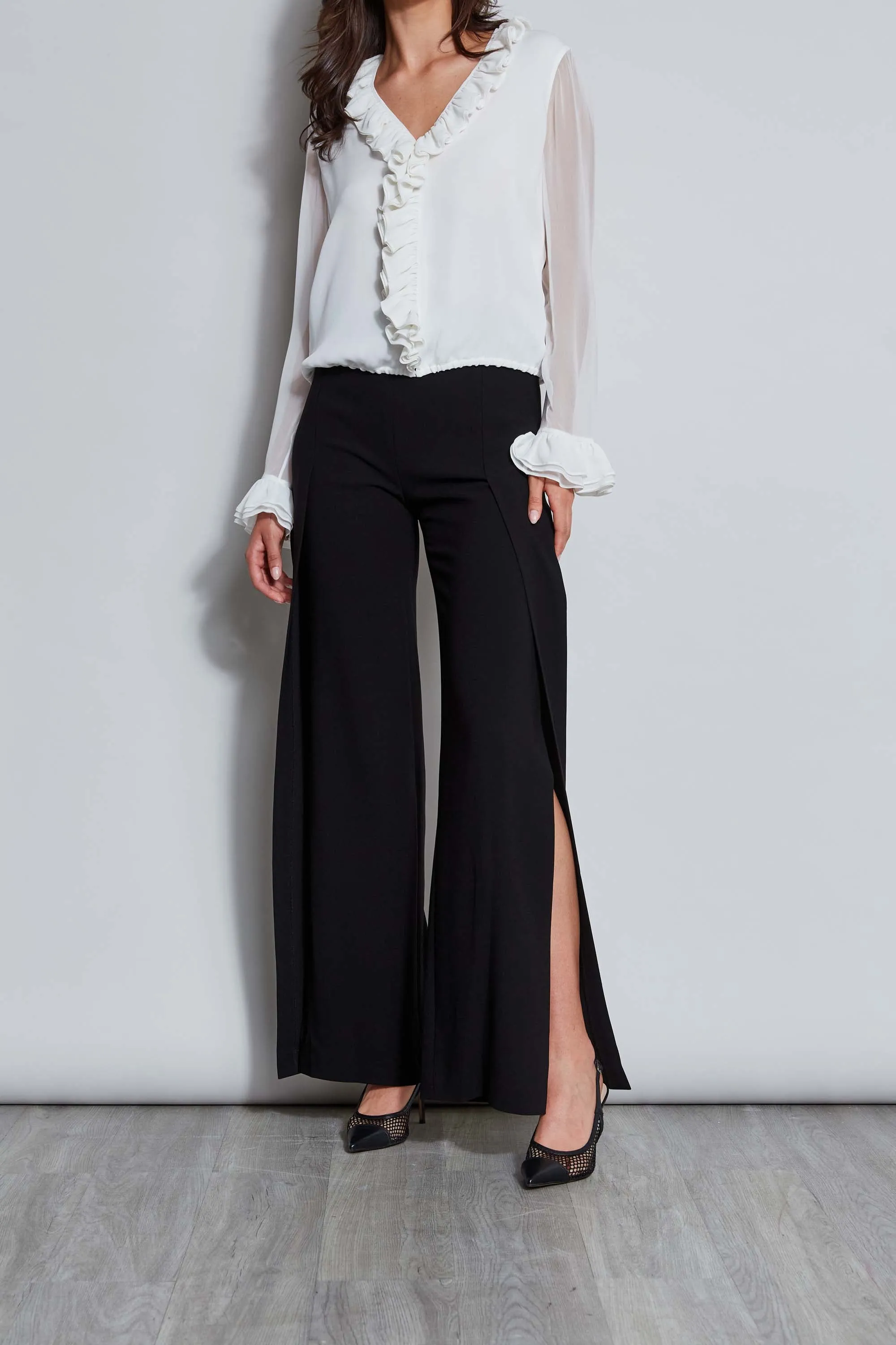 Crepe Overlay Slit Pant