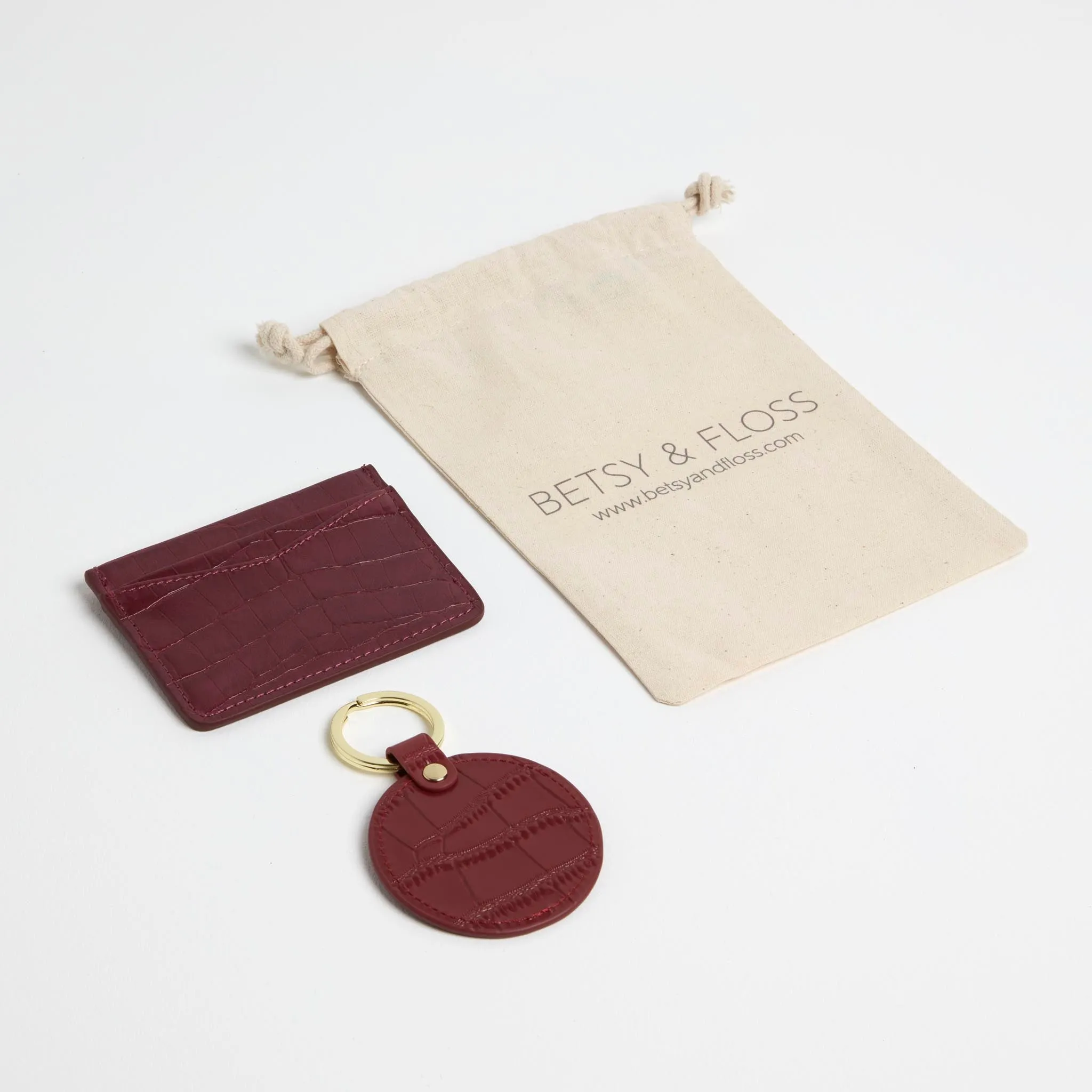 Croc Leather Cardholder and Keyring Gift Set