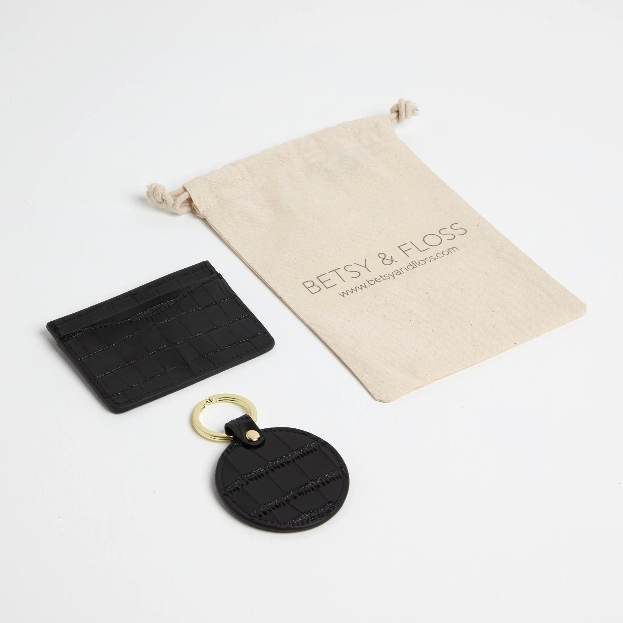 Croc Leather Cardholder and Keyring Gift Set