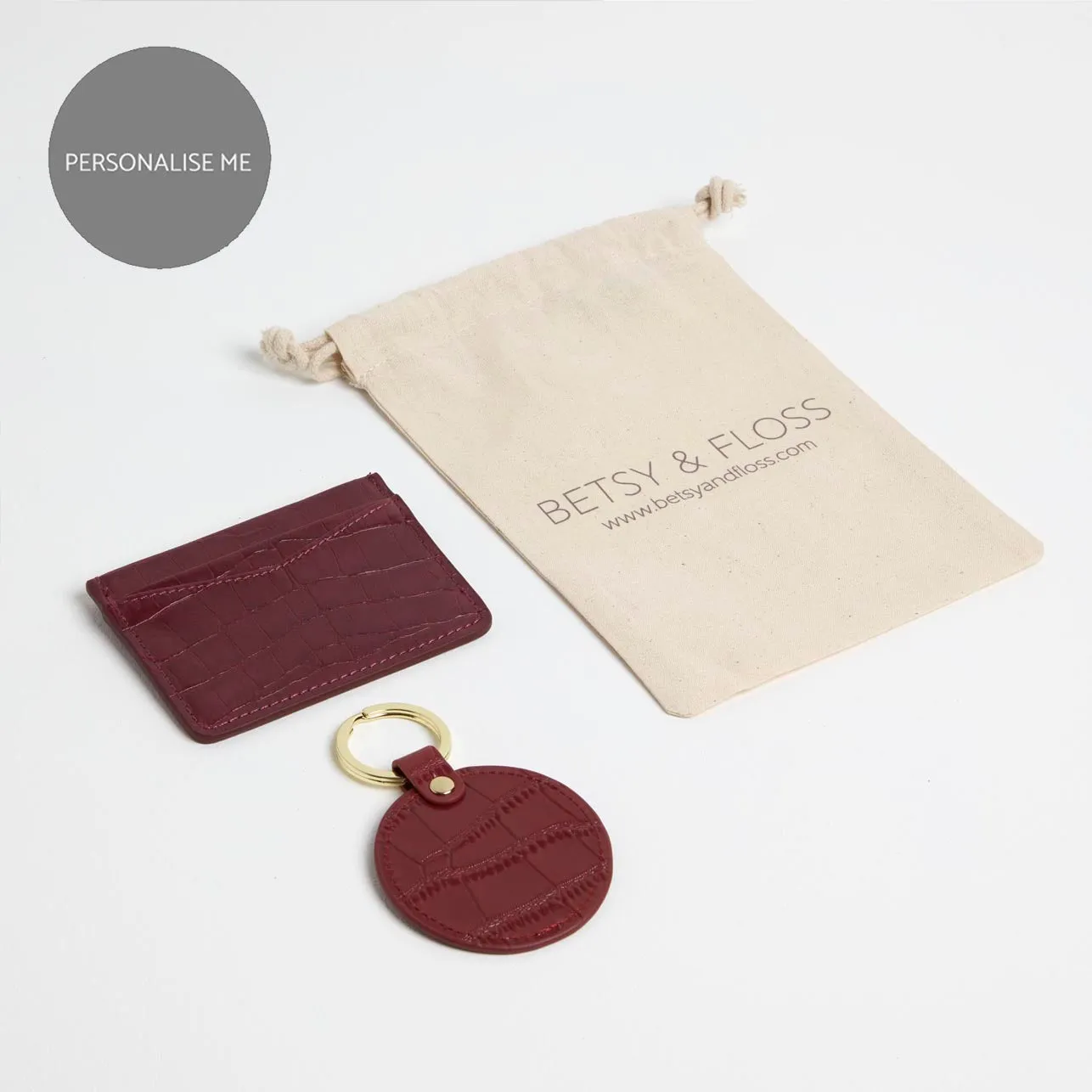 Croc Leather Cardholder and Keyring Gift Set