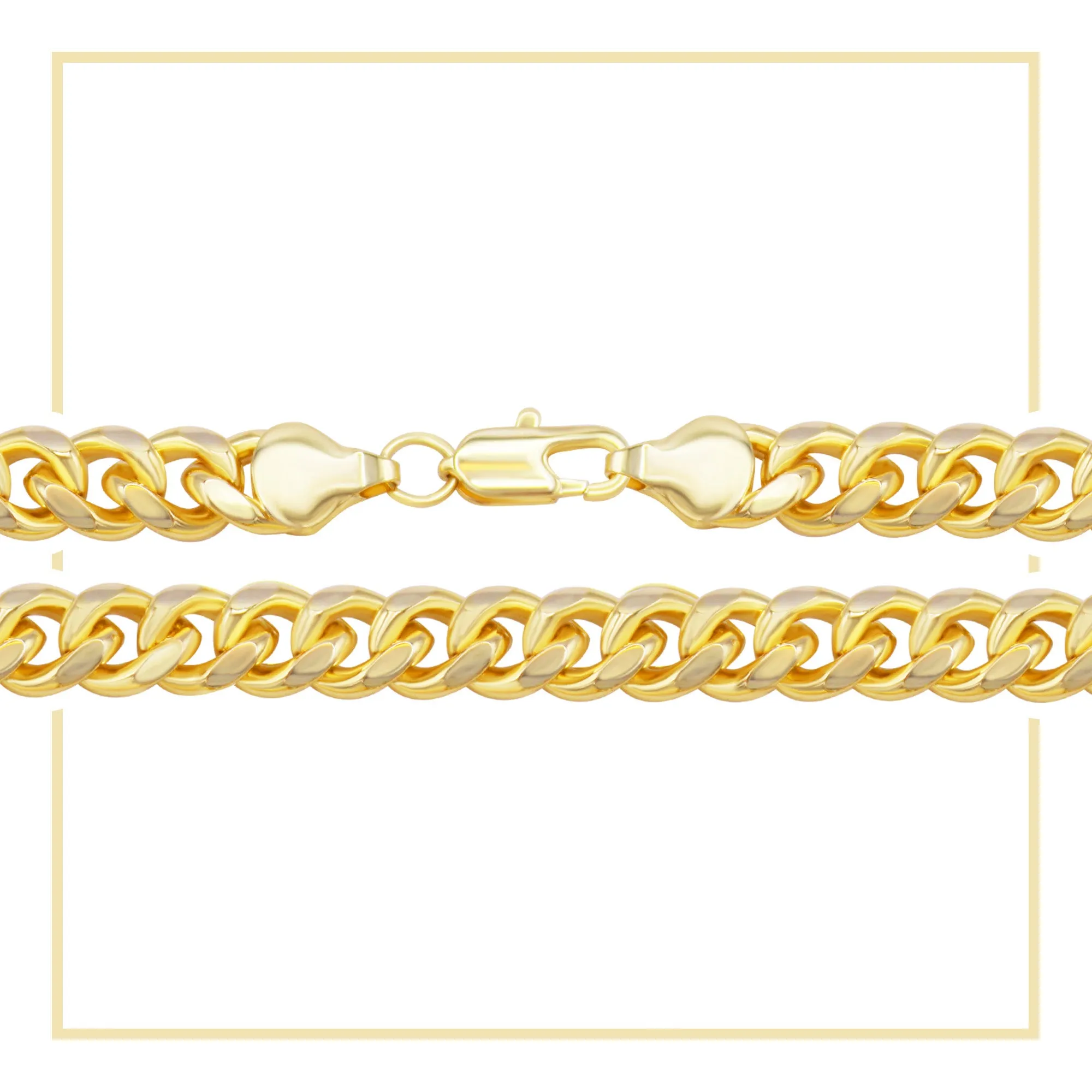 Cuban Link Chain 14K Gold Filled Bracelet 8.5" Lobster Claw Clasp Jewelry Gift for Men 6 mm 8 mm