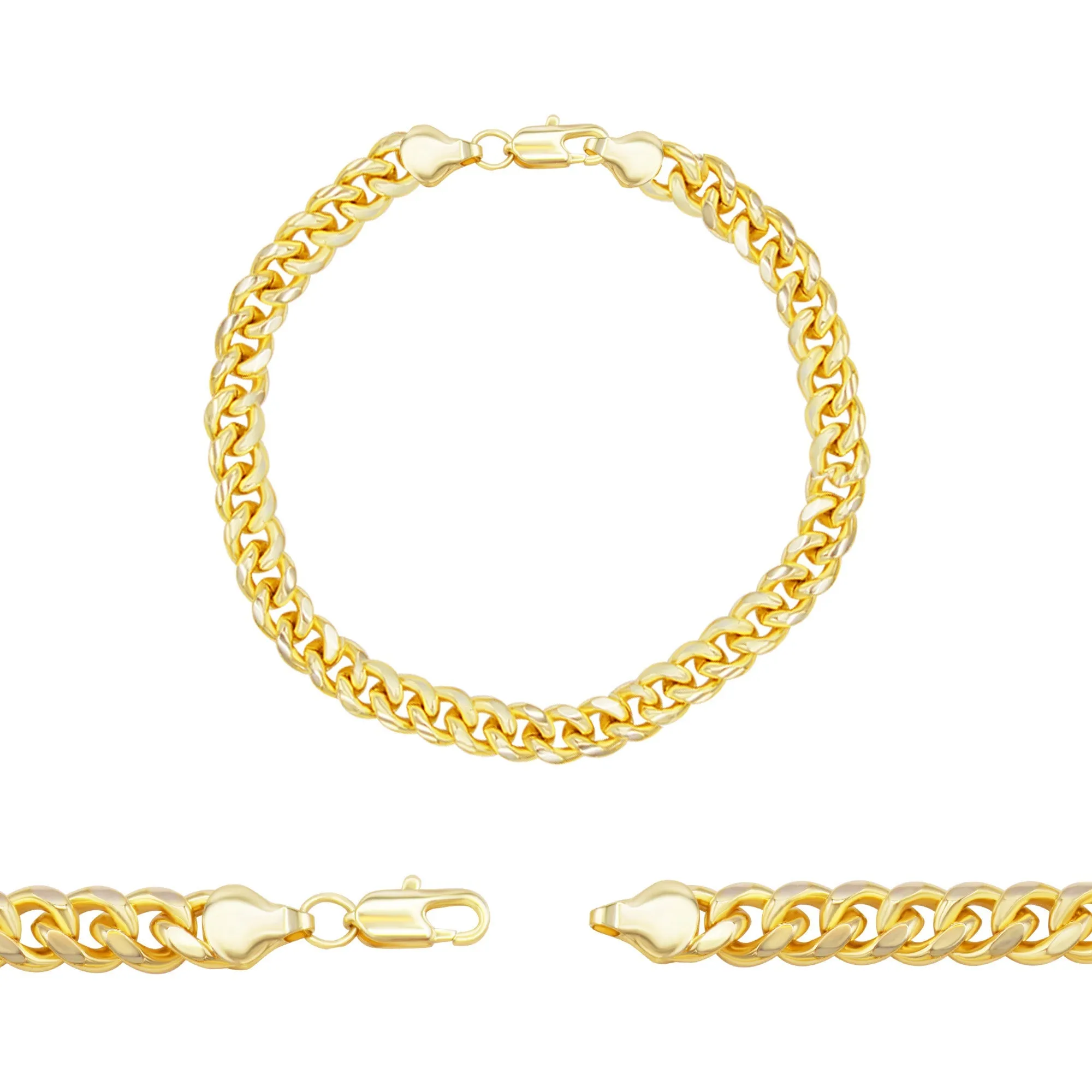 Cuban Link Chain 14K Gold Filled Bracelet 8.5" Lobster Claw Clasp Jewelry Gift for Men 6 mm 8 mm