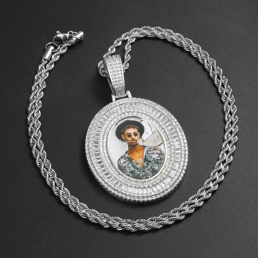 Custom Picture Necklace-18k gold medallion necklace-Cubic Zirconia Necklace