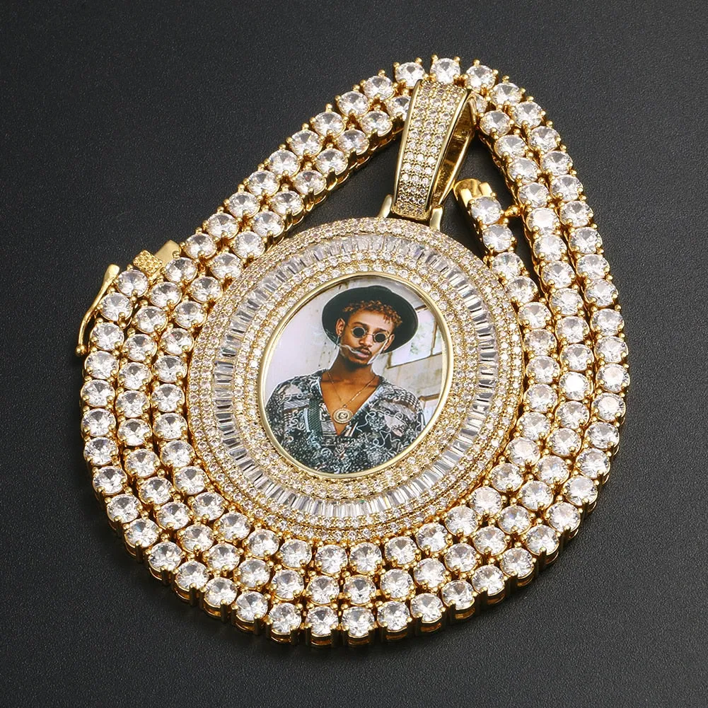 Custom Picture Necklace-18k gold medallion necklace-Cubic Zirconia Necklace