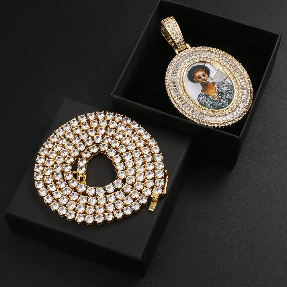 Custom Picture Necklace-18k gold medallion necklace-Cubic Zirconia Necklace