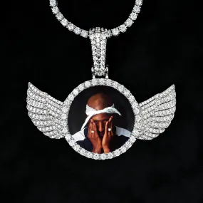 Custom Picture Pendant with Wings Necklace