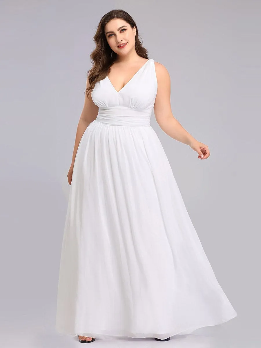 Custom Size Chiffon Sleeveless V-Neck Maxi Bridesmaid Dress