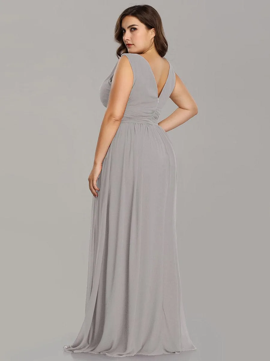 Custom Size Chiffon Sleeveless V-Neck Maxi Bridesmaid Dress