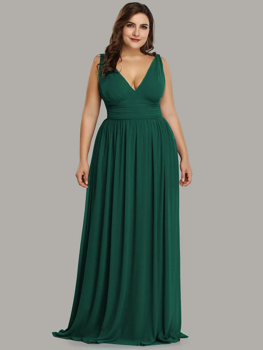 Custom Size Chiffon Sleeveless V-Neck Maxi Bridesmaid Dress