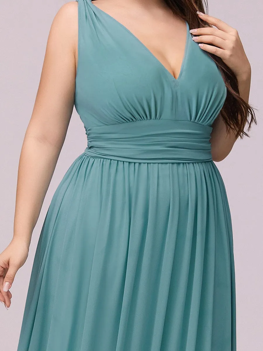 Custom Size Chiffon Sleeveless V-Neck Maxi Bridesmaid Dress