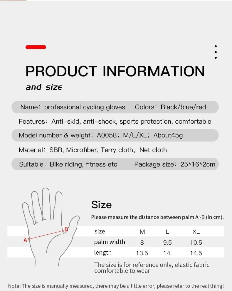 Cycling Anti-slip Anti-sweat Men Women Half Finger Gloves Breathable Anti-shock Sports Gloves MTB Bike Bicycle Glove