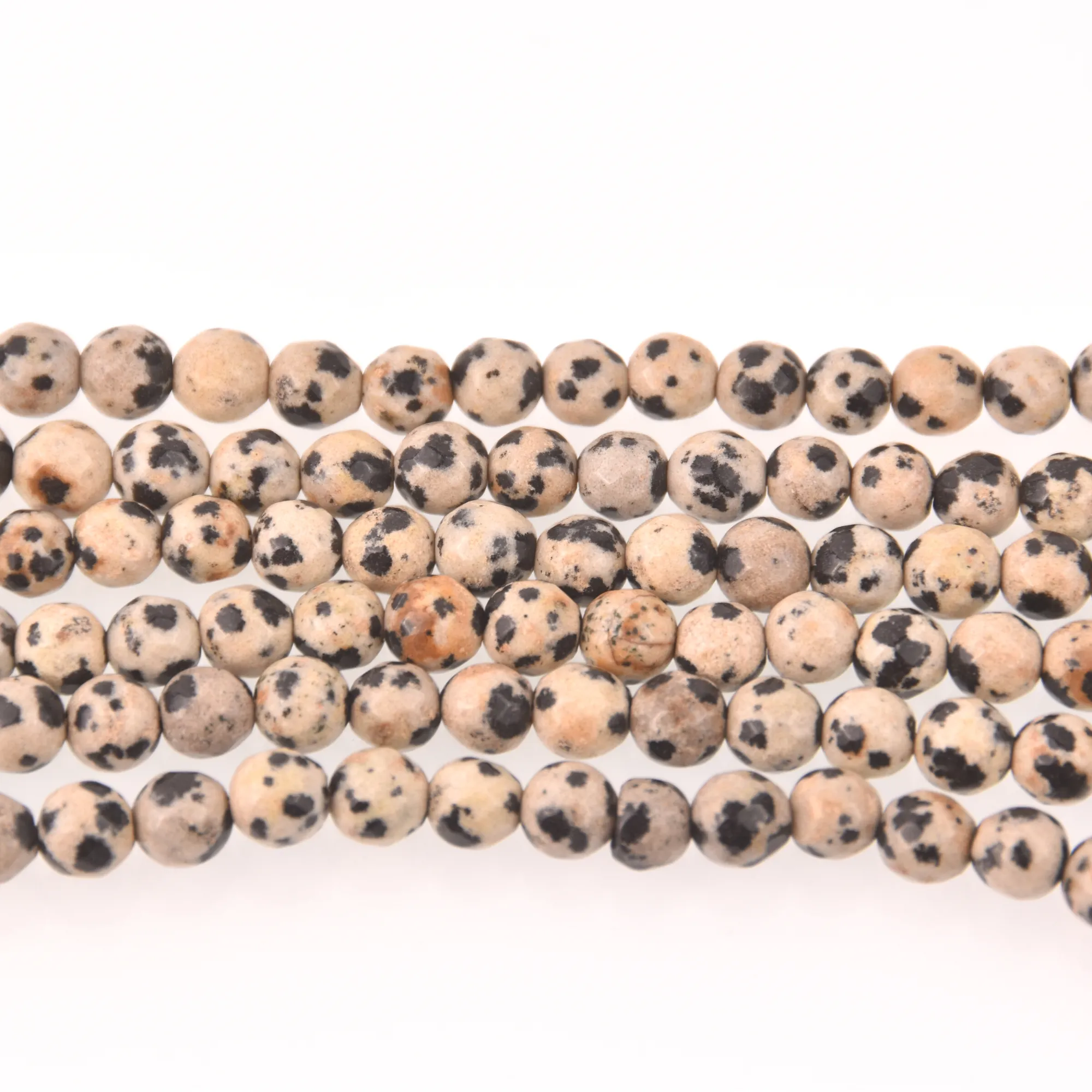 Dalmatian Jasper, 6mm Faceted Round Gemstone Beads, full strand, gem0833