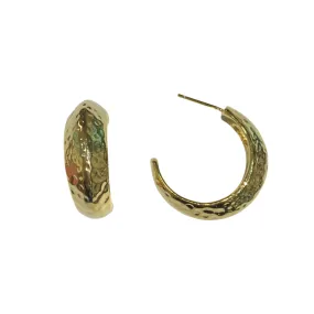 Deandra Hammered Crescent Hoop Studs