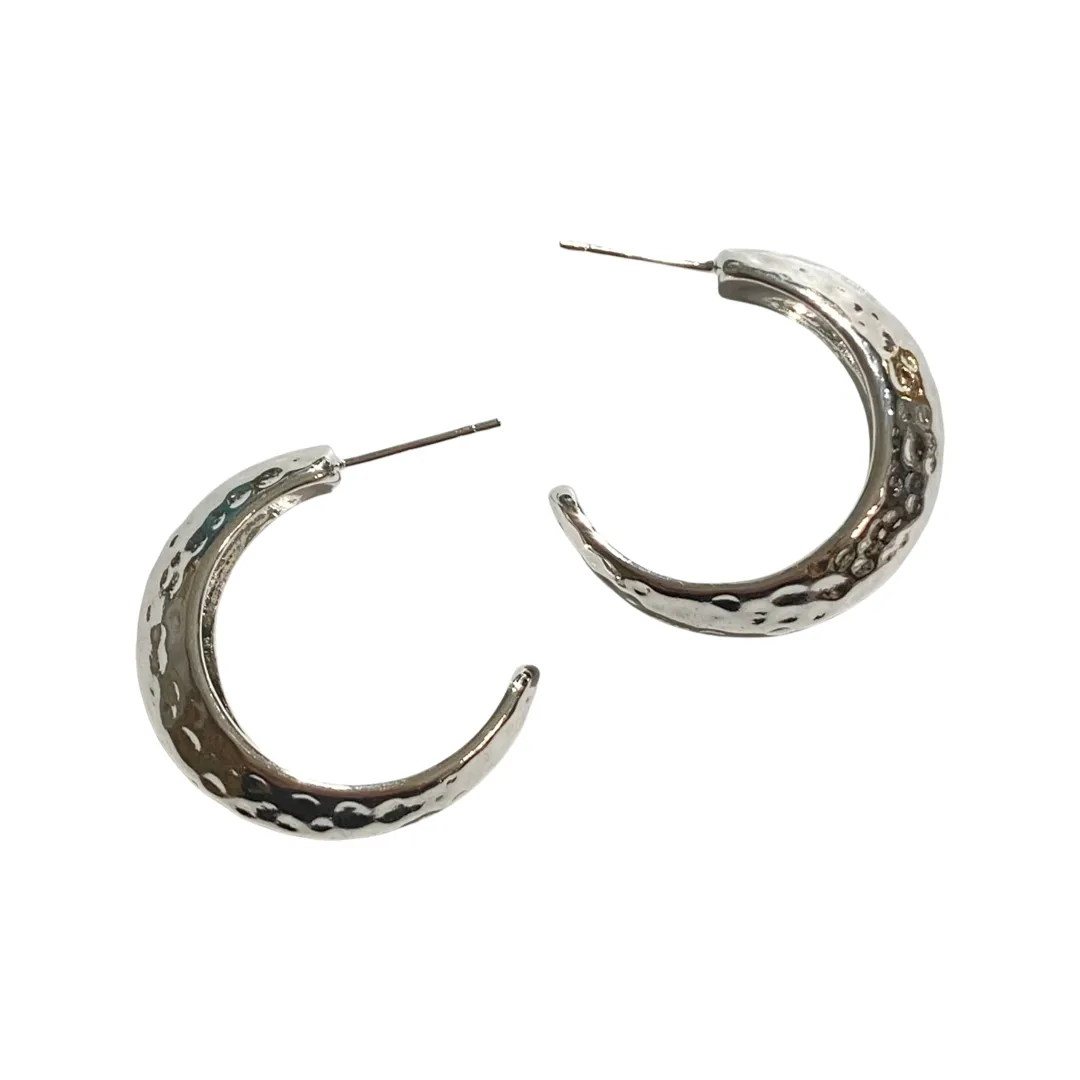 Deandra Hammered Crescent Hoop Studs