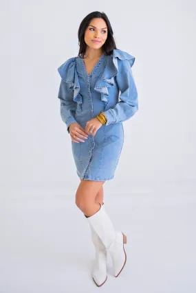 Denim Ruffle Dress