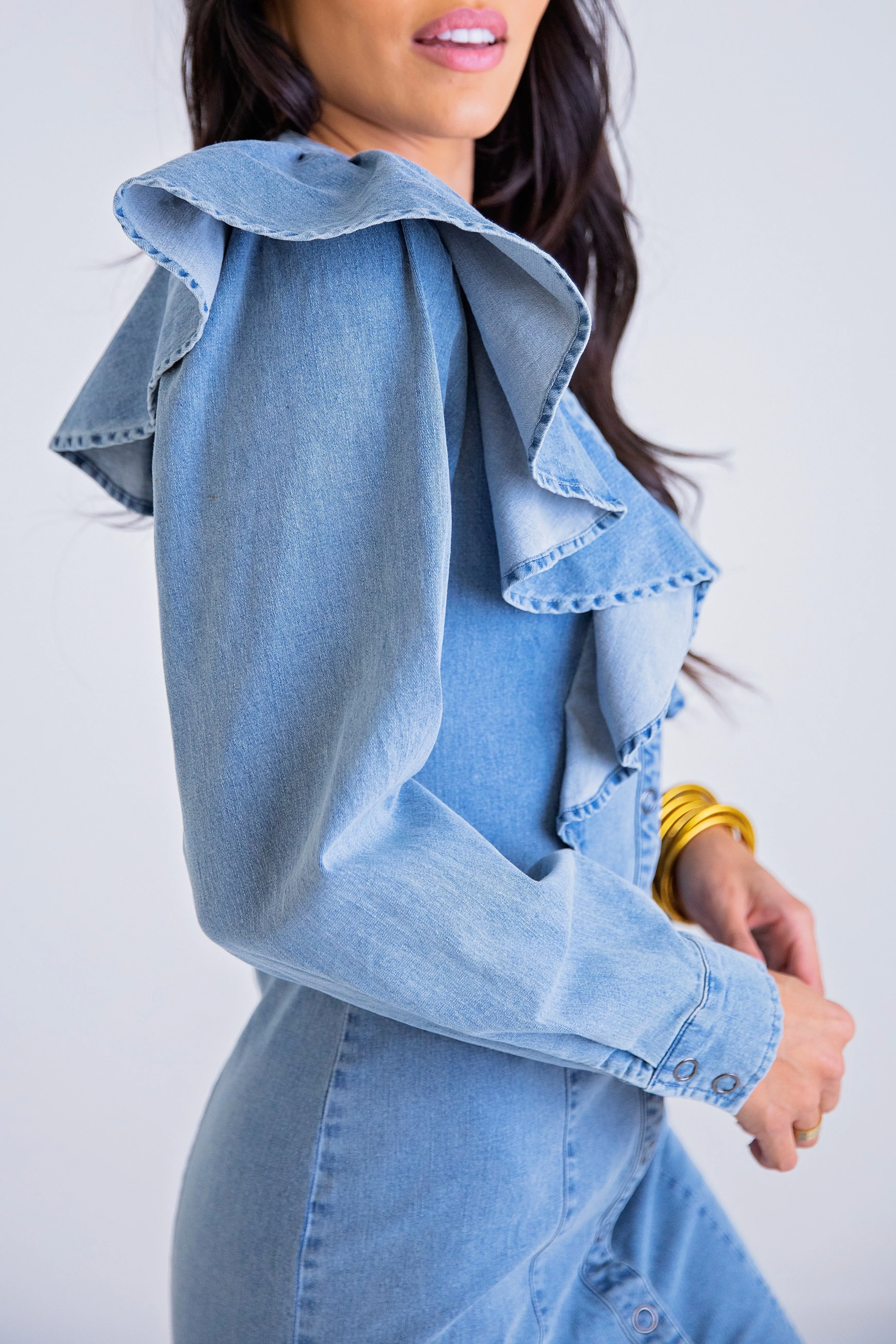 Denim Ruffle Dress