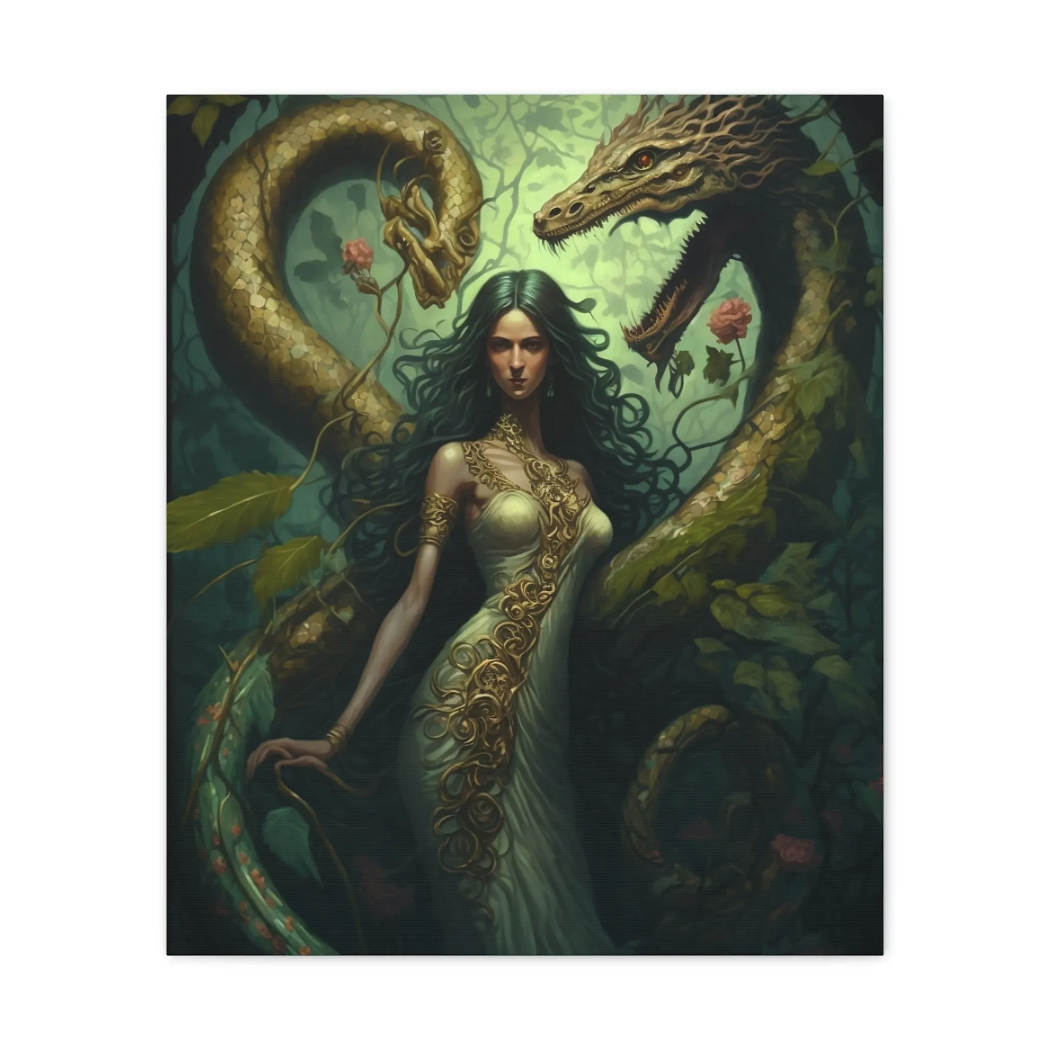 Dragon Queen Earth Magic Wall Art Canvas Spiritual Decor