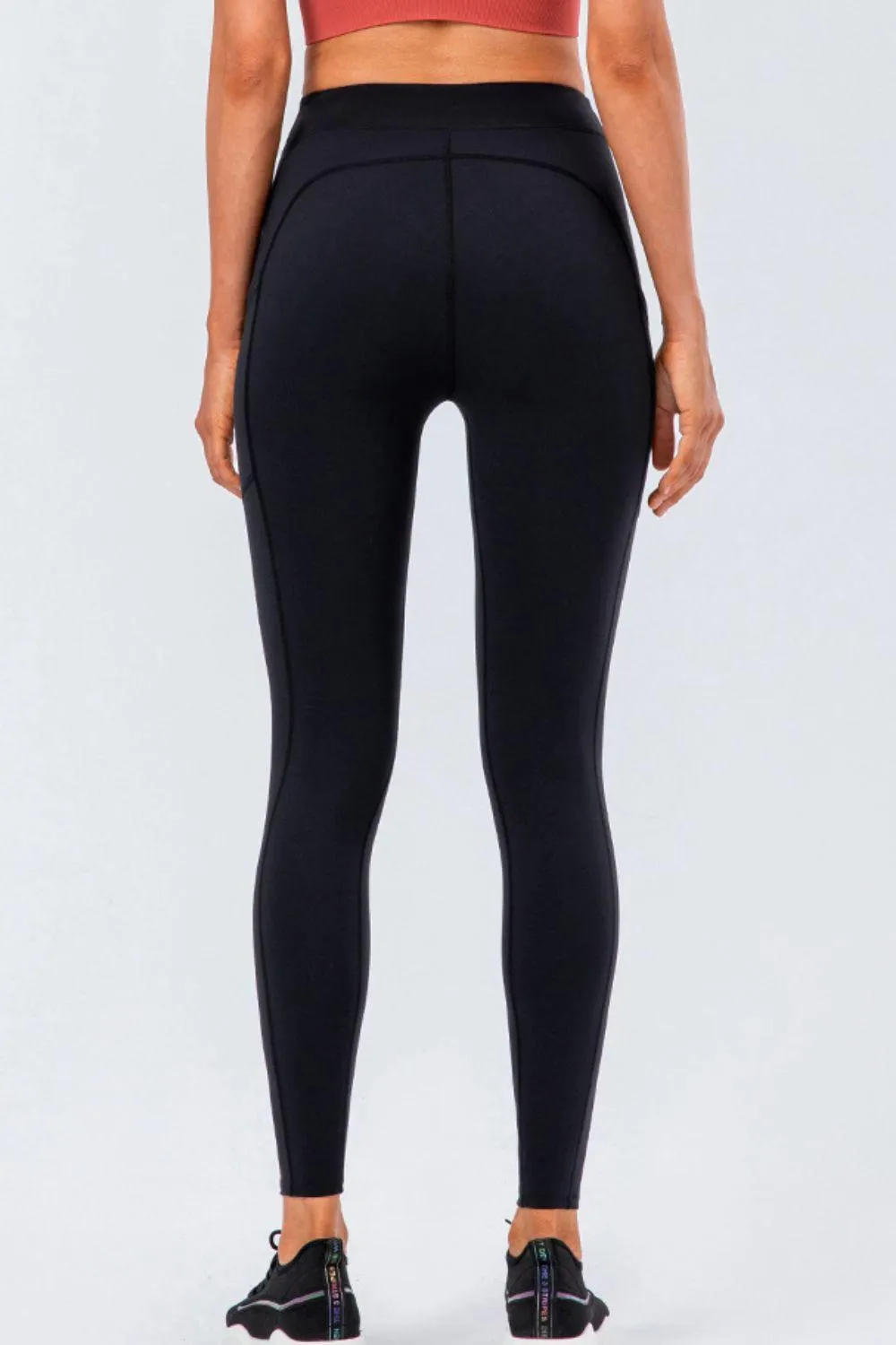 Drawstring Sports Leggings with Side Pockets