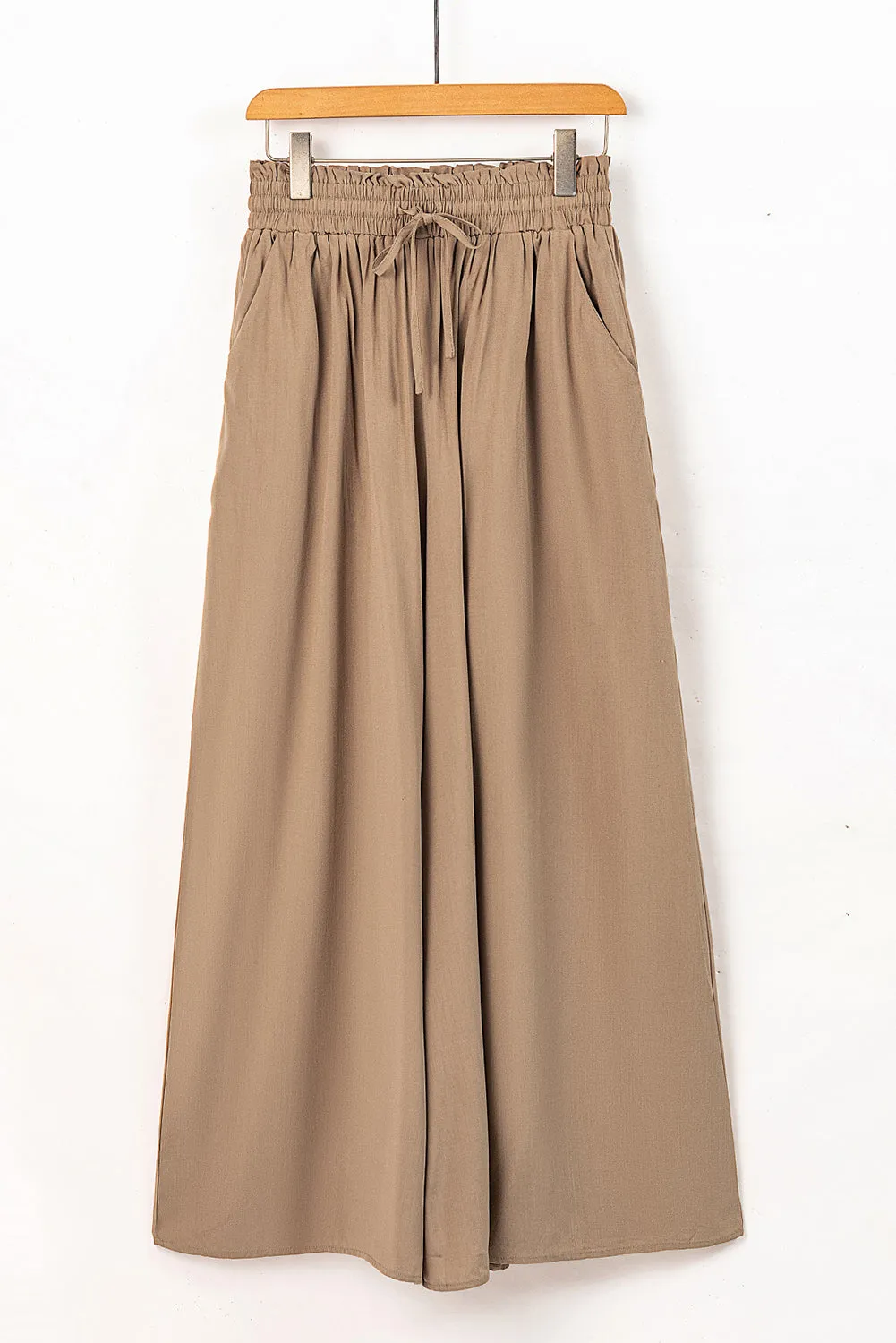 Drawstring Waist Wide Leg Pants