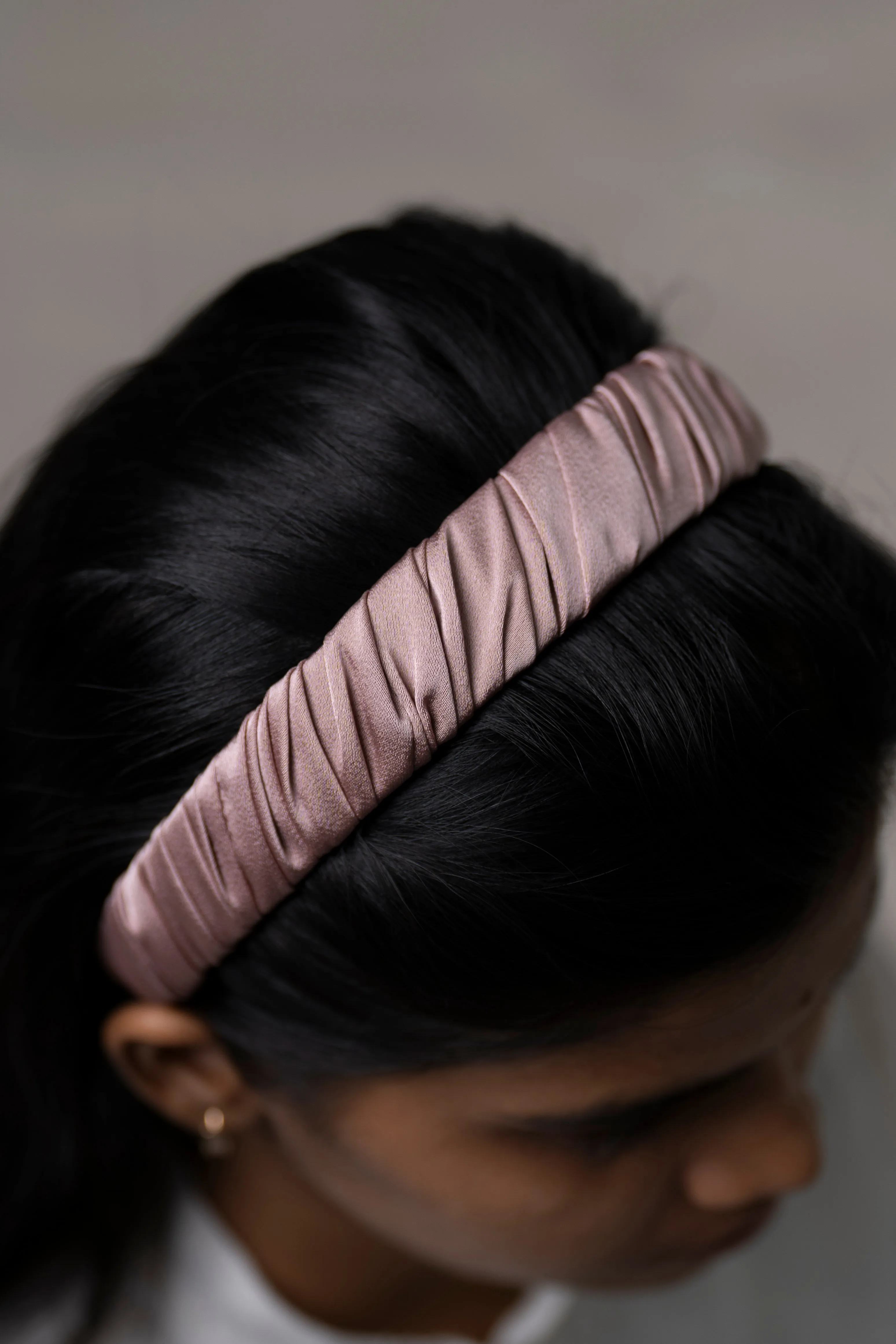 Elegant Dusty Rose Textured Satin Hairband for Girls