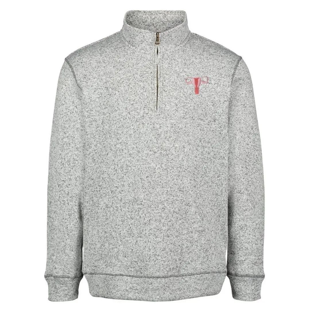 Embroidered Uterus Quarter-Zip Pullover