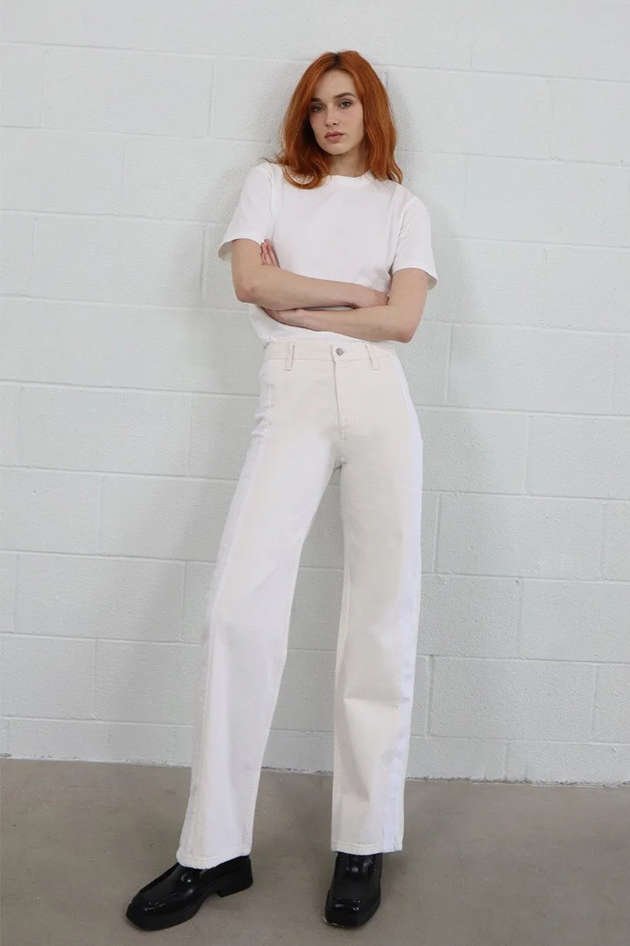 Etica Dayton Two Tone Trouser White