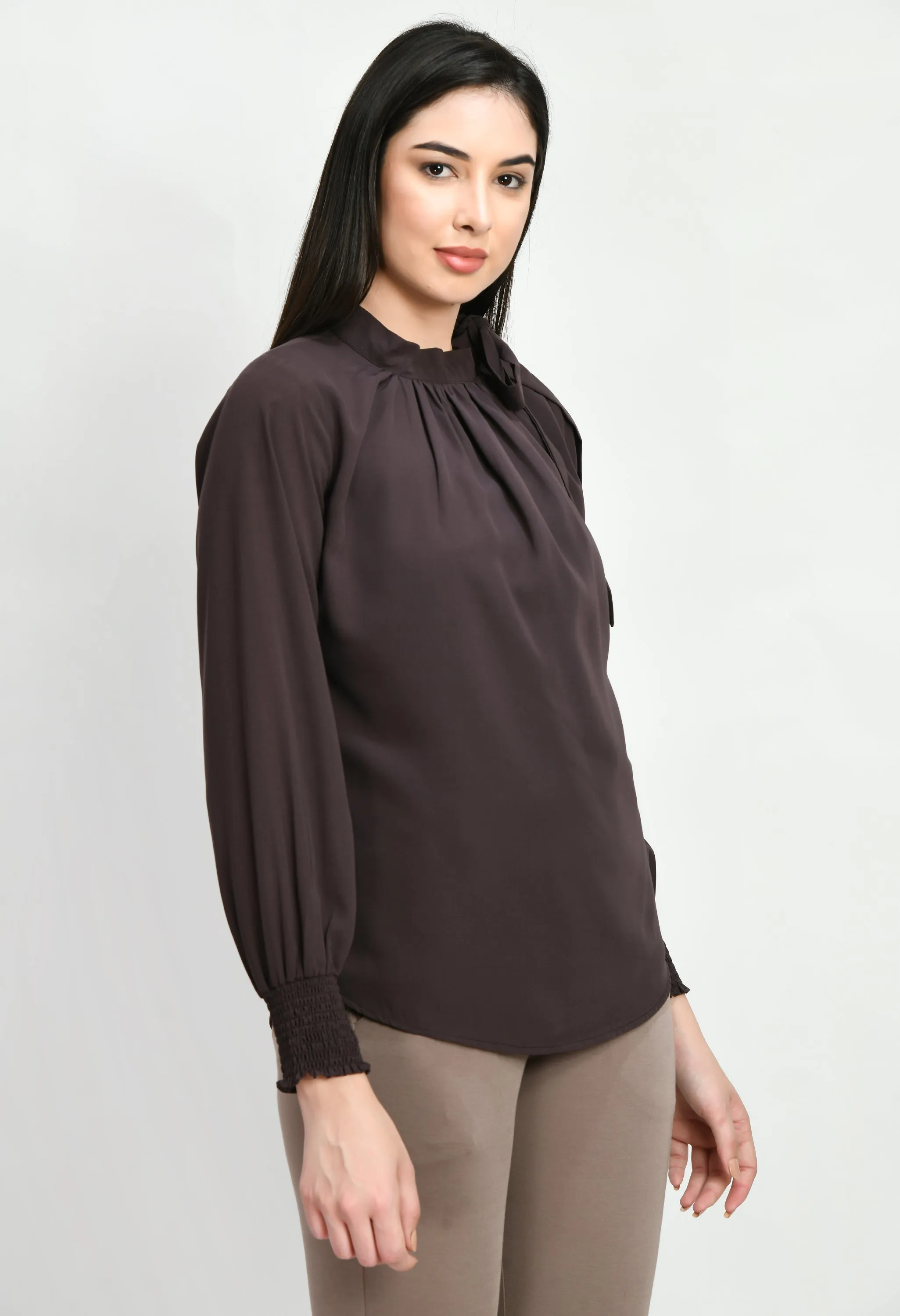 Exude Honesty Side Knot Top (Coffee Brown)