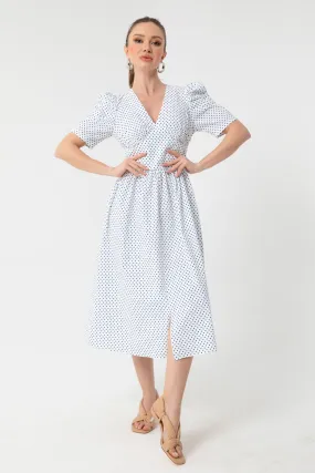 Female Polka Dot Patterned Midi Dress