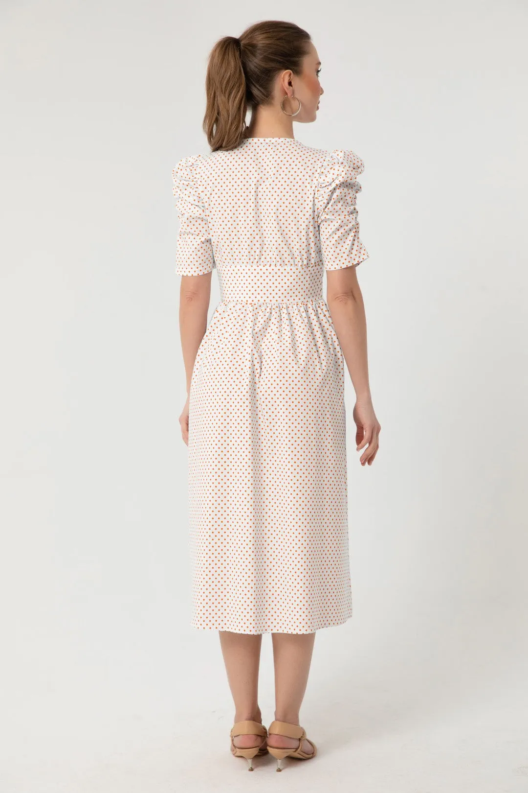 Female Polka Dot Patterned Midi Dress