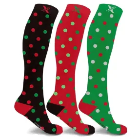 Festive Polkadots Compression Socks (3-Pairs)