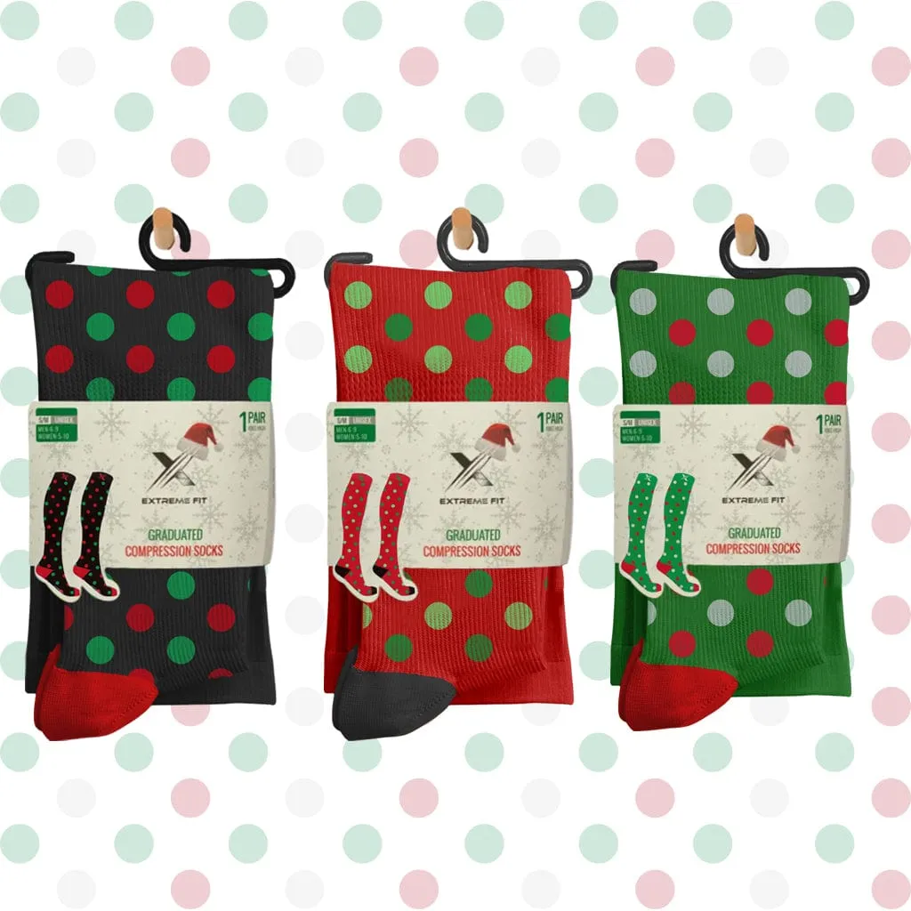 Festive Polkadots Compression Socks (3-Pairs)