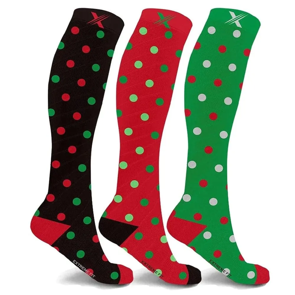 Festive Polkadots Compression Socks (3-Pairs)