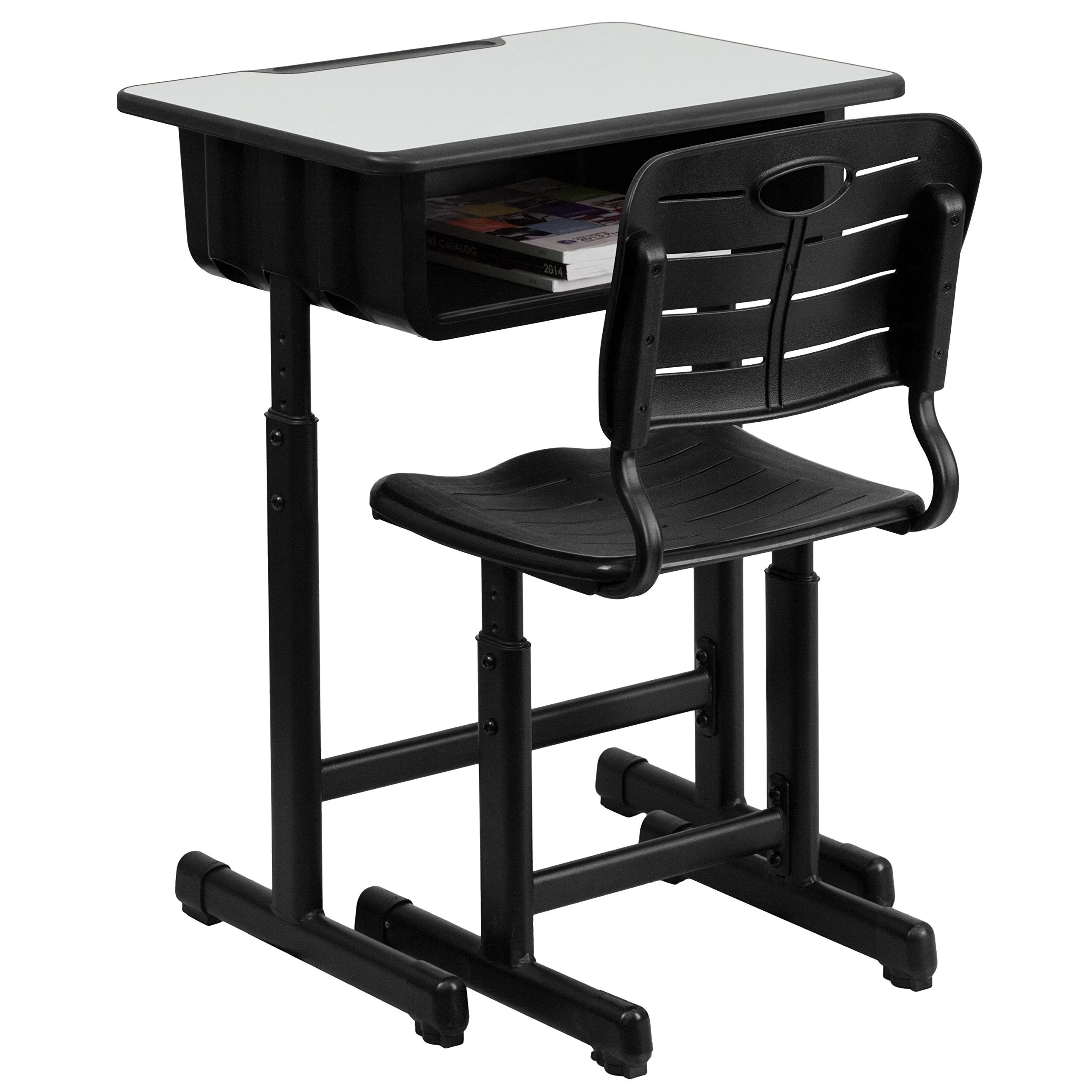 Flash Furniture Adjustable Height Student Desk and Chair with Black Pedestal Frame