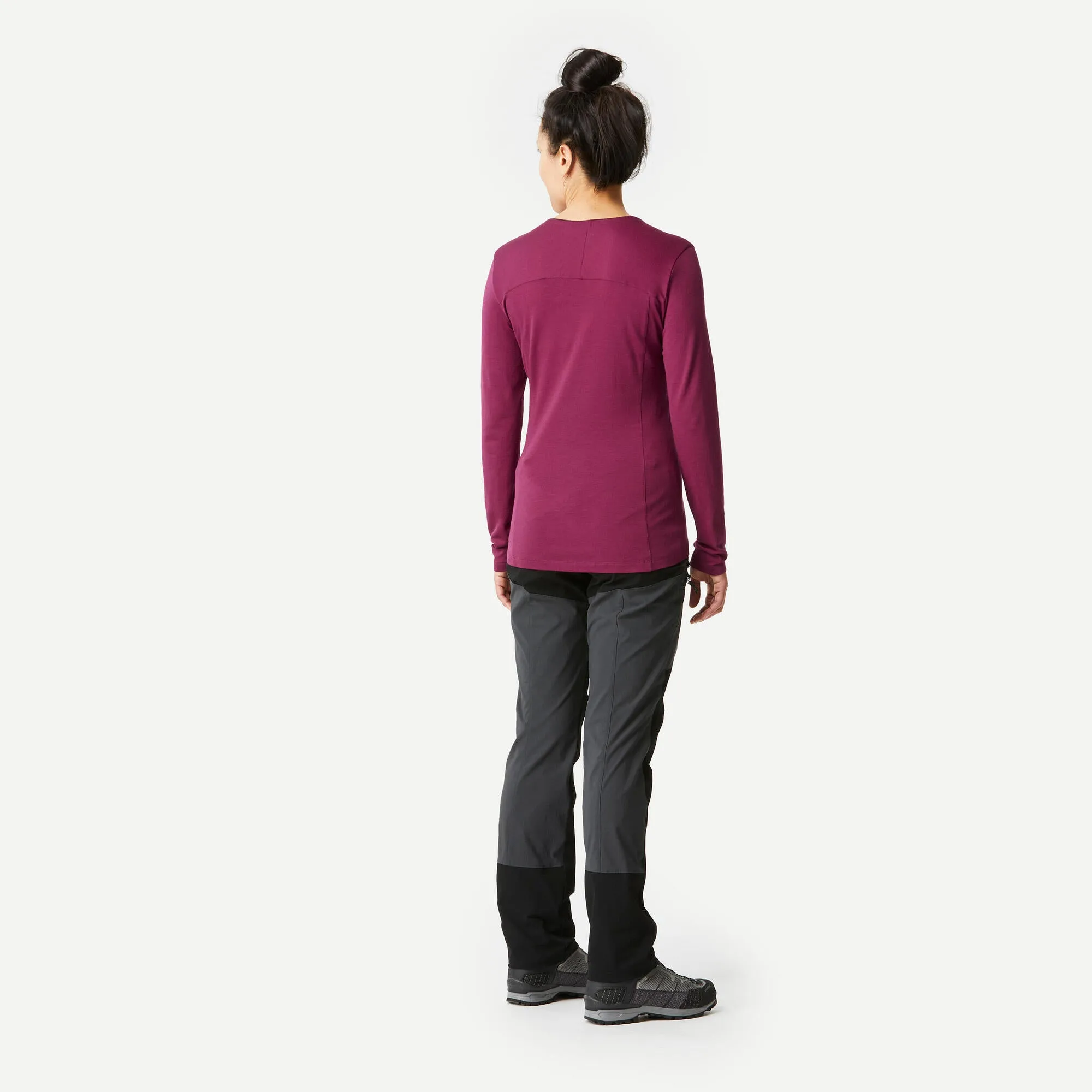 Forclaz Women's MT500 long sleeve merino wool t-shirt - BURGUNDY