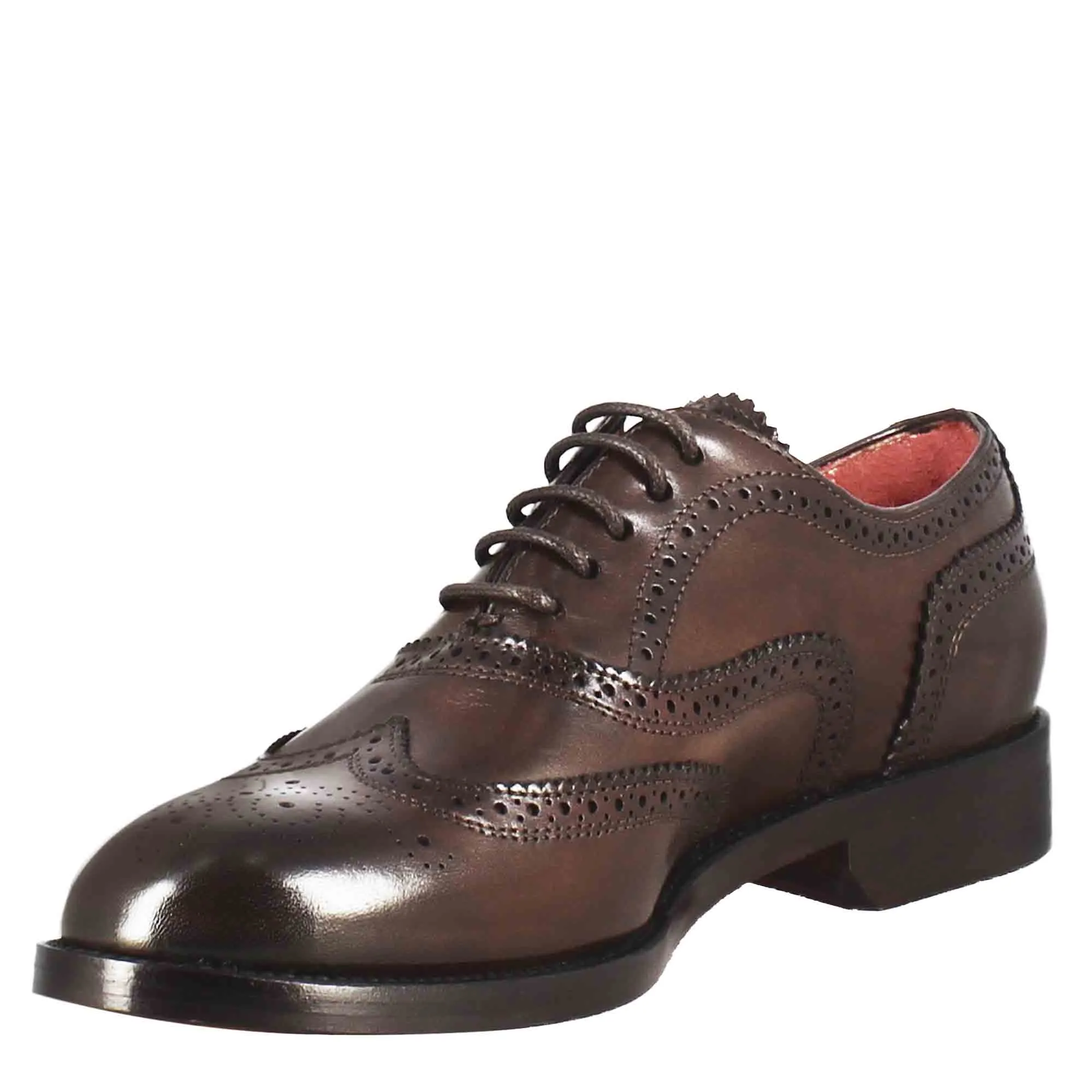 Francesina da donna con dettagli brogue in pelle marrone scuro