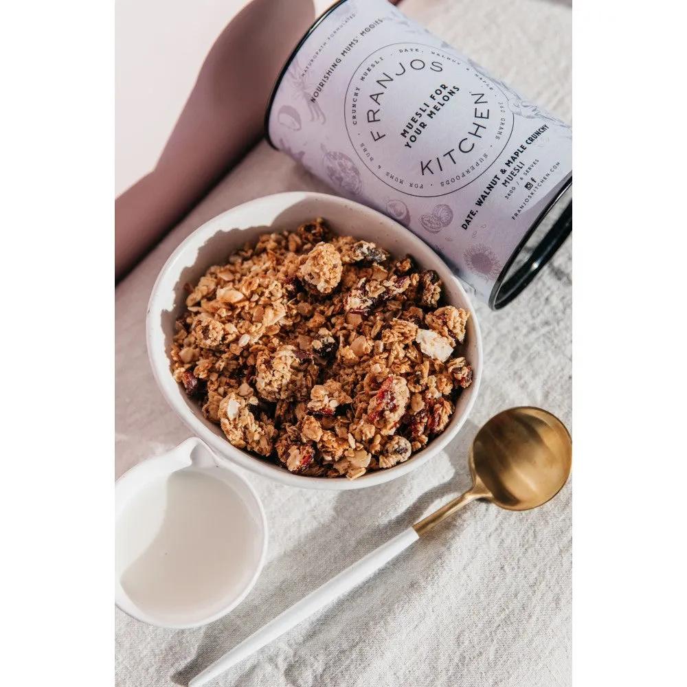 Franjos Kitchen Tanker Topper Lactation Crunchy Muesli -  Date, Walnut and Maple