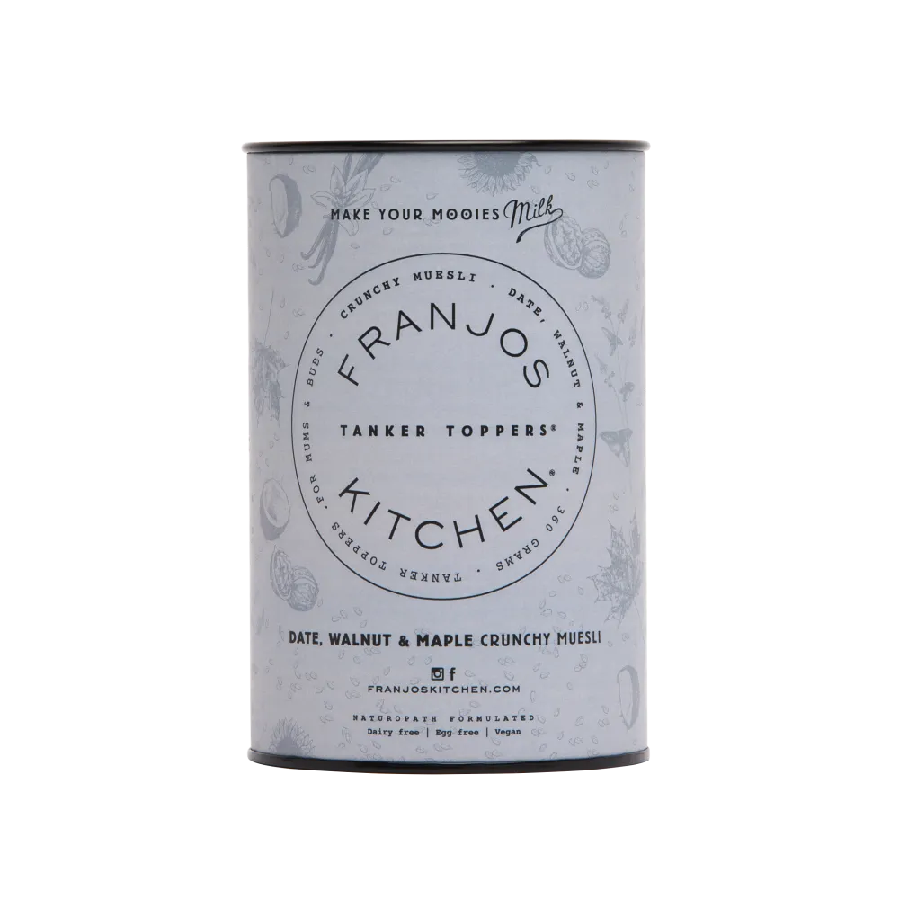 Franjos Kitchen Tanker Topper Lactation Crunchy Muesli -  Date, Walnut and Maple