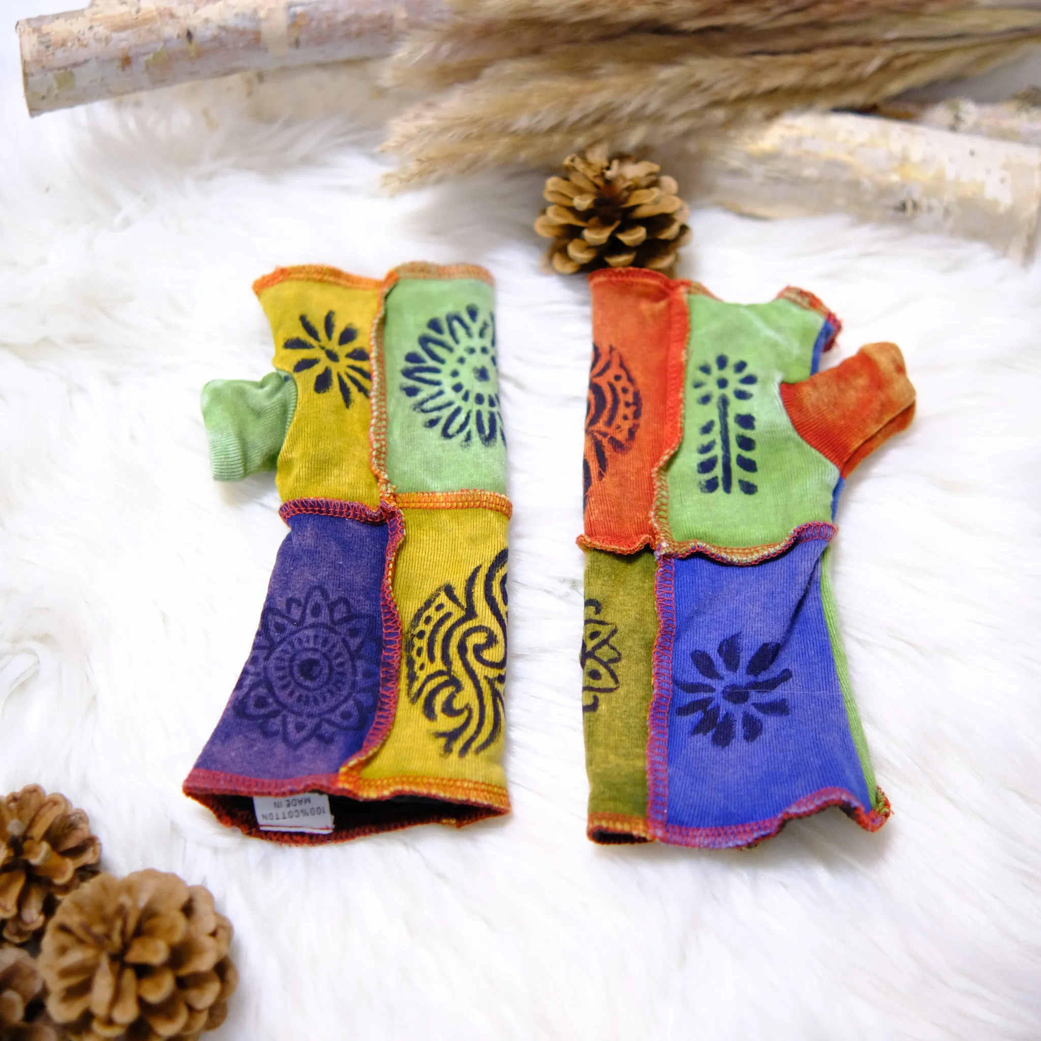 Funky Patchwork Fleece Lined Handwarmers