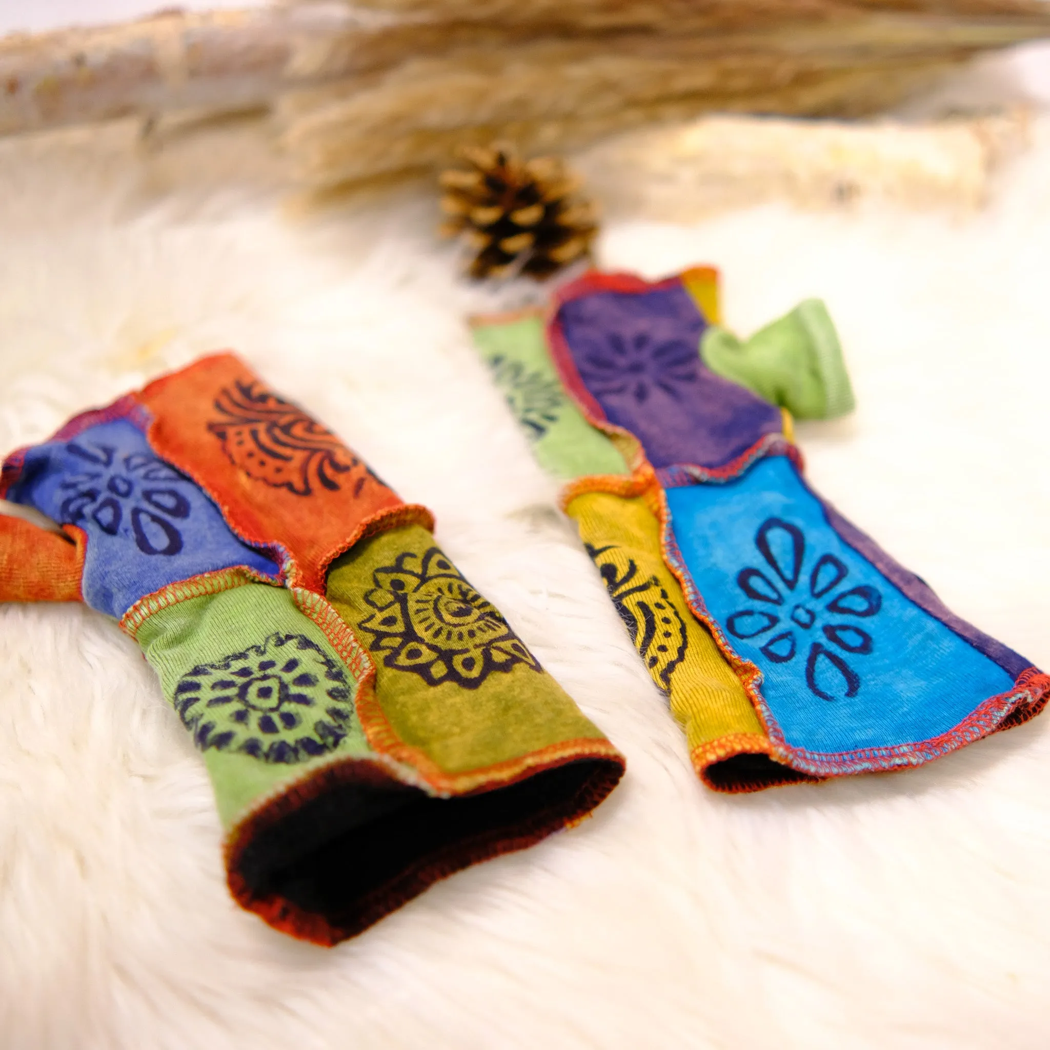 Funky Patchwork Fleece Lined Handwarmers