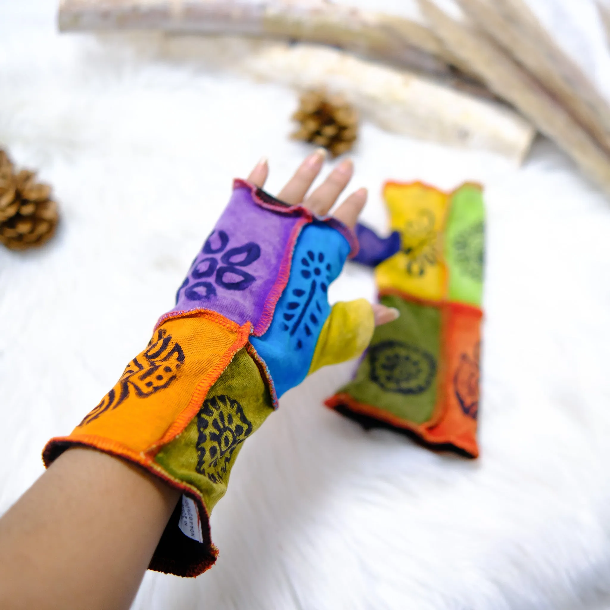 Funky Patchwork Fleece Lined Handwarmers