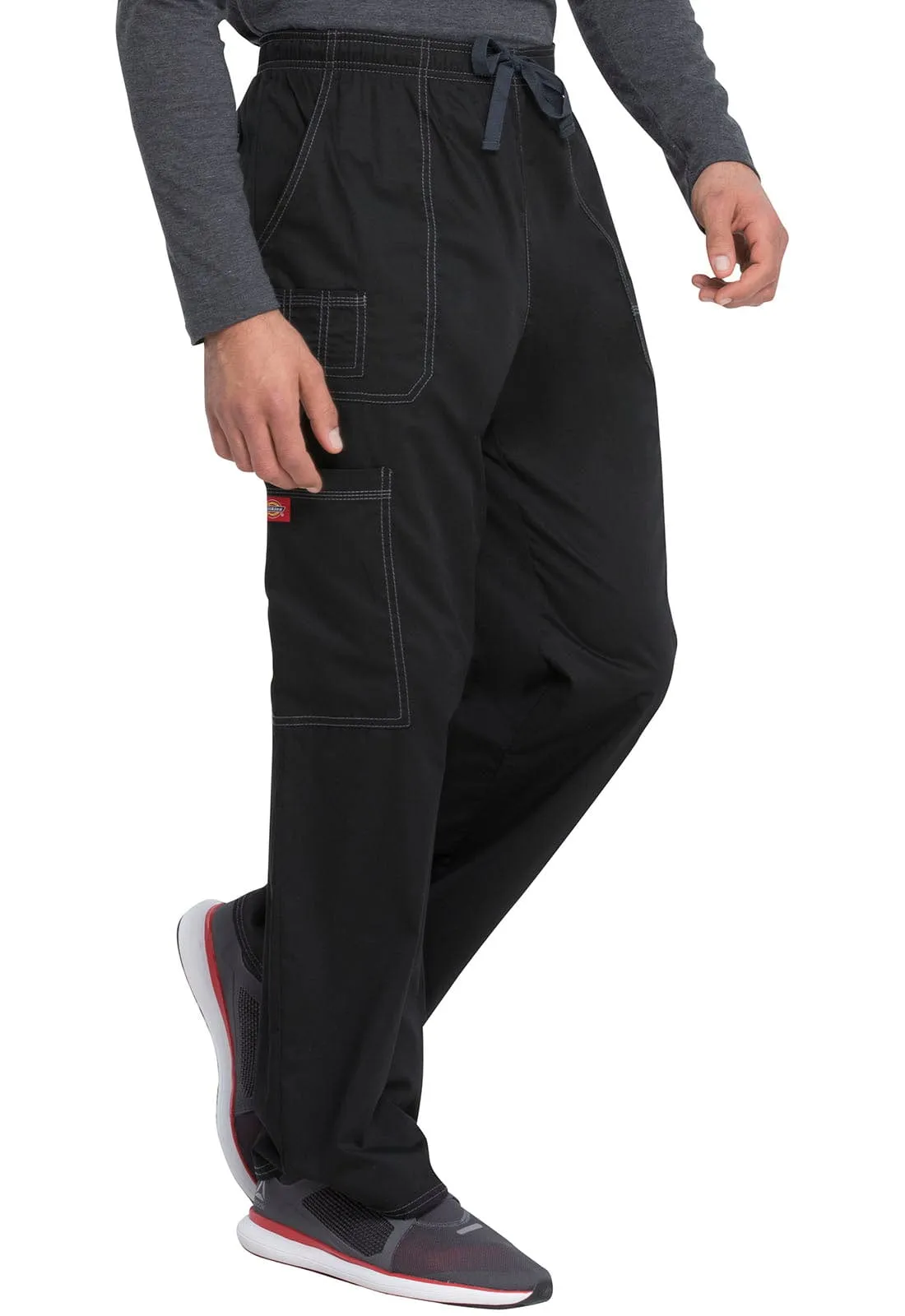 Gen Flex Men's (Contrast) Drawstring Cargo Scrub Pant Black Large 81003