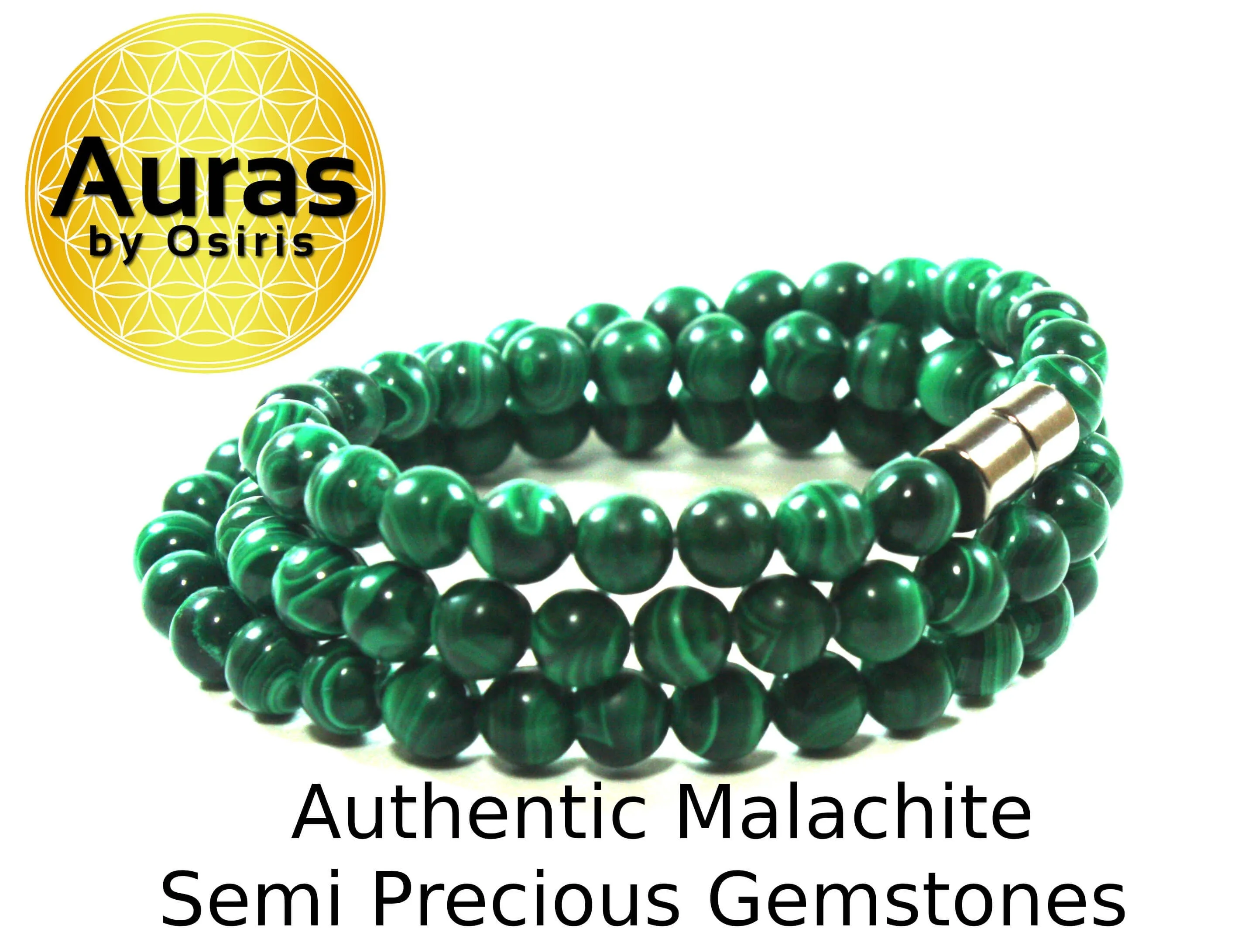 Genuine Malachite Crystal Necklace for Men/Women 6mm/8mm/10mm Bead Size Malachite Jewelry Handmade in USA